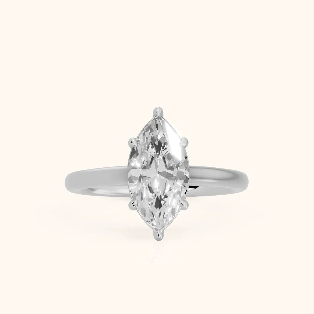 Sadie Cathedral Solitaire Marquise Diamond Ring in Silver — view 2