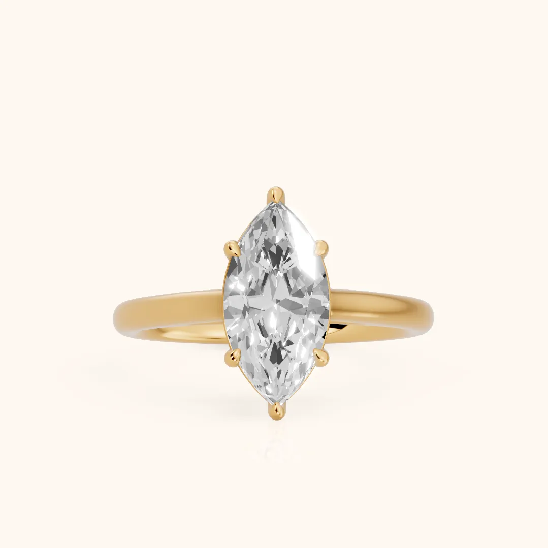 Sadie Cathedral Solitaire Marquise Diamond Ring in Yellow Gold — view 2