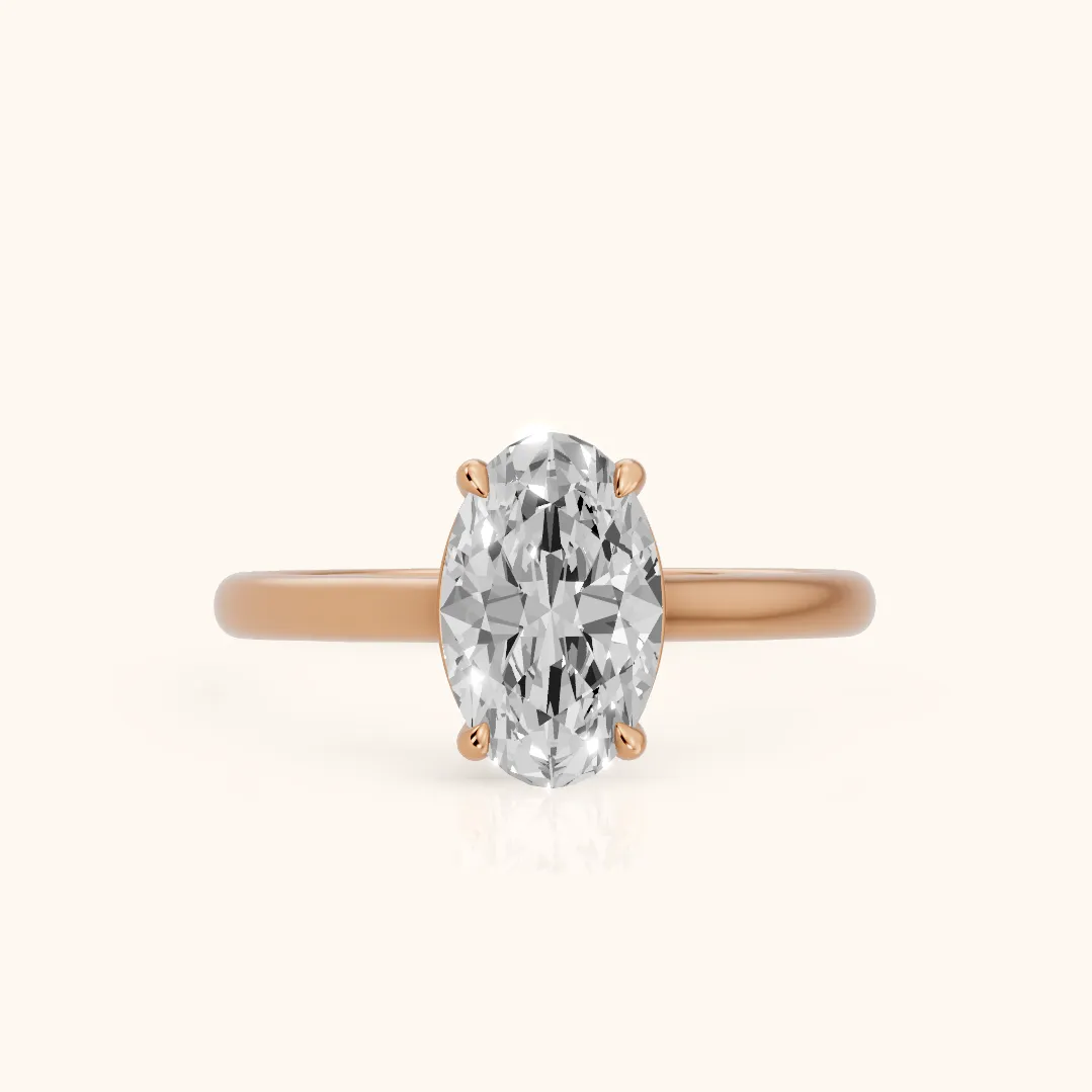 Sadie Cathedral Solitaire Oval Diamond Ring in Rose Gold — view 2