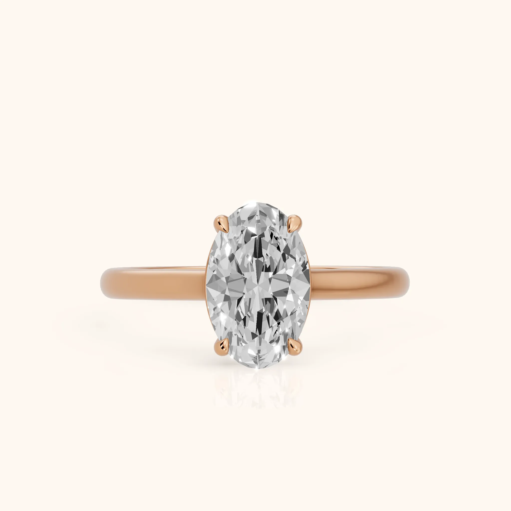 Sadie Cathedral Solitaire Oval Diamond Ring in Rose Gold — view 1