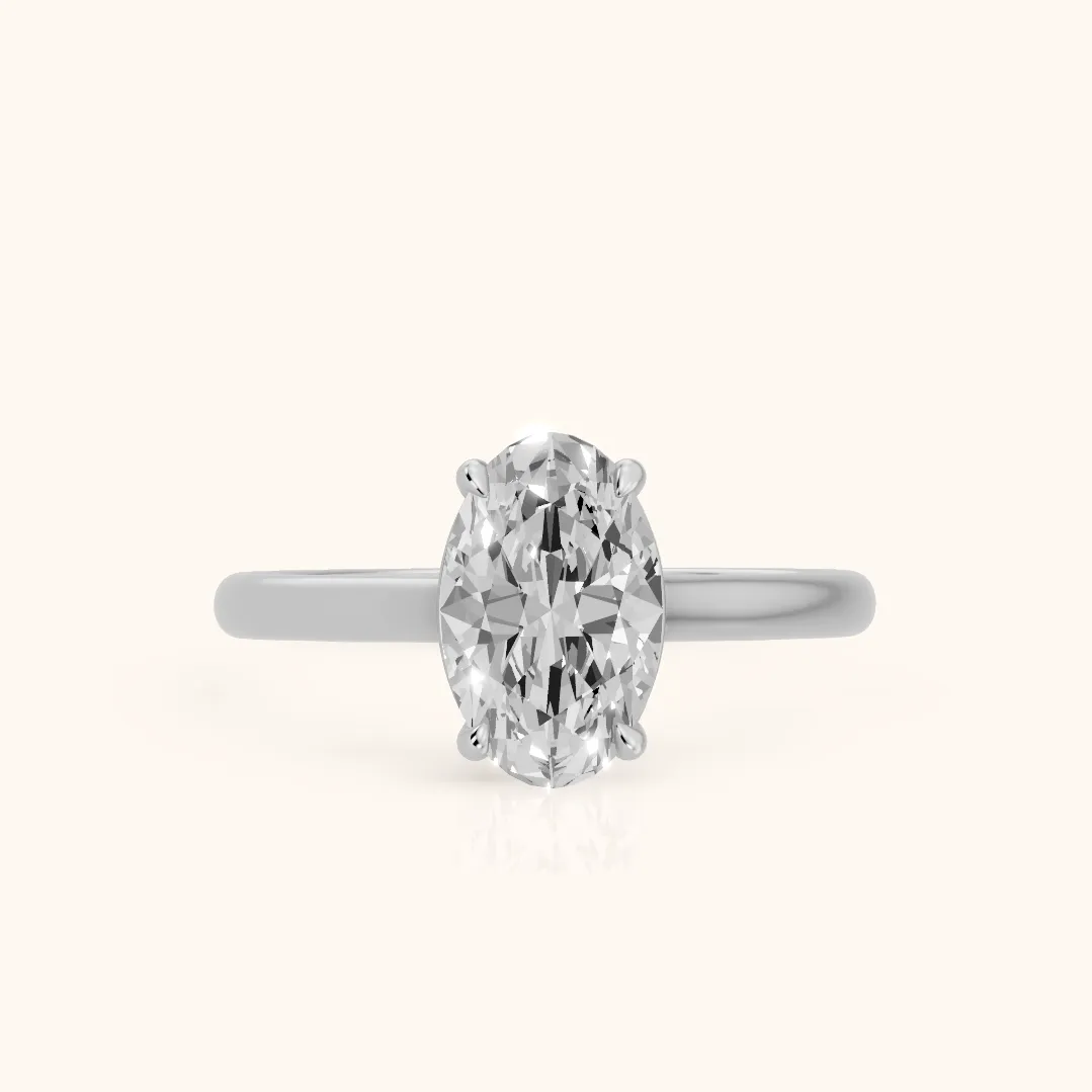 Sadie Cathedral Solitaire Oval Diamond Ring in Silver — view 2