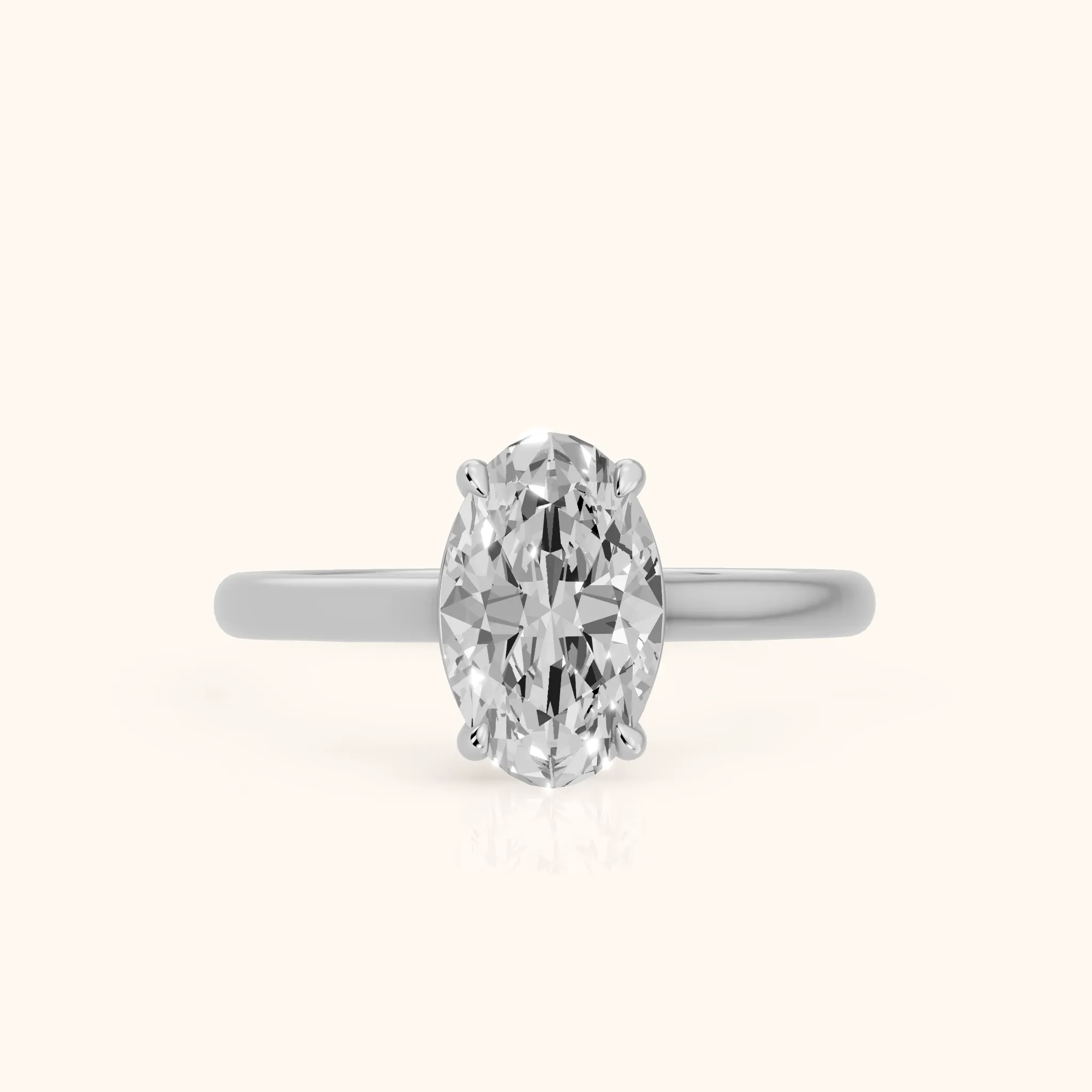 Sadie Cathedral Solitaire Oval Diamond Ring in Silver — view 1