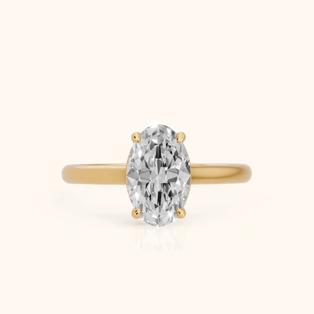 Sadie Cathedral Solitaire Oval Diamond Ring in Yellow Gold — view 2