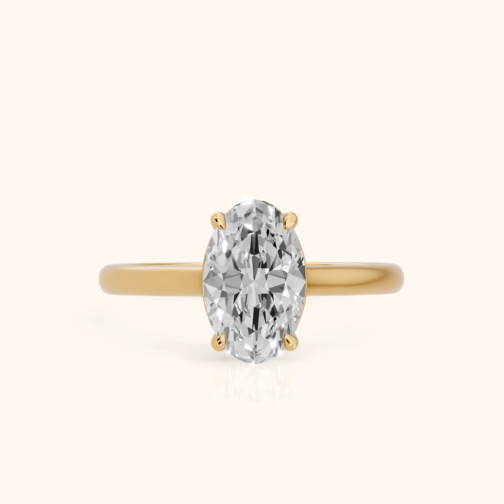 Sadie Cathedral Solitaire Oval Diamond Ring in Yellow Gold — view 1