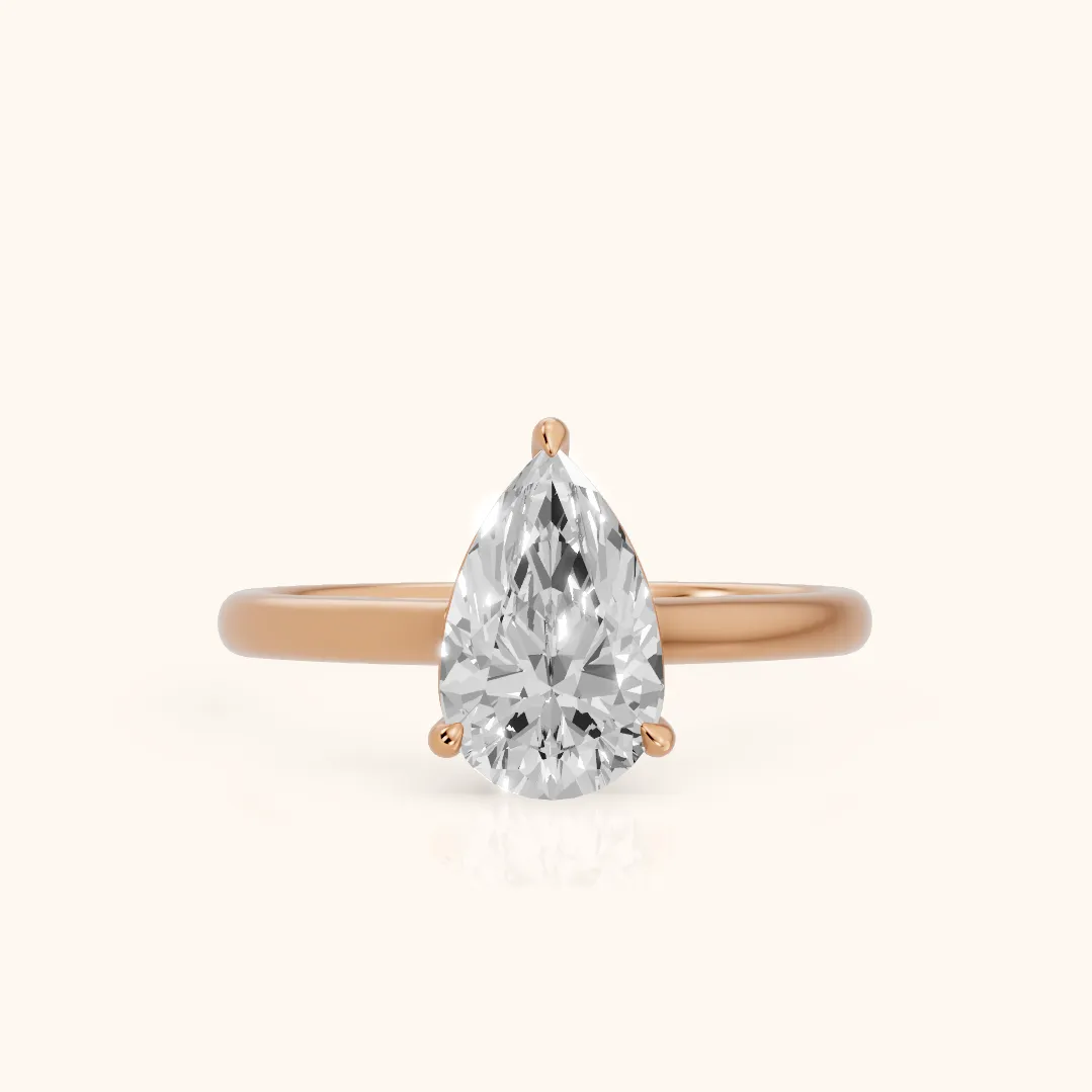 Sadie Cathedral Solitaire Pear Diamond Ring in Rose Gold — view 2