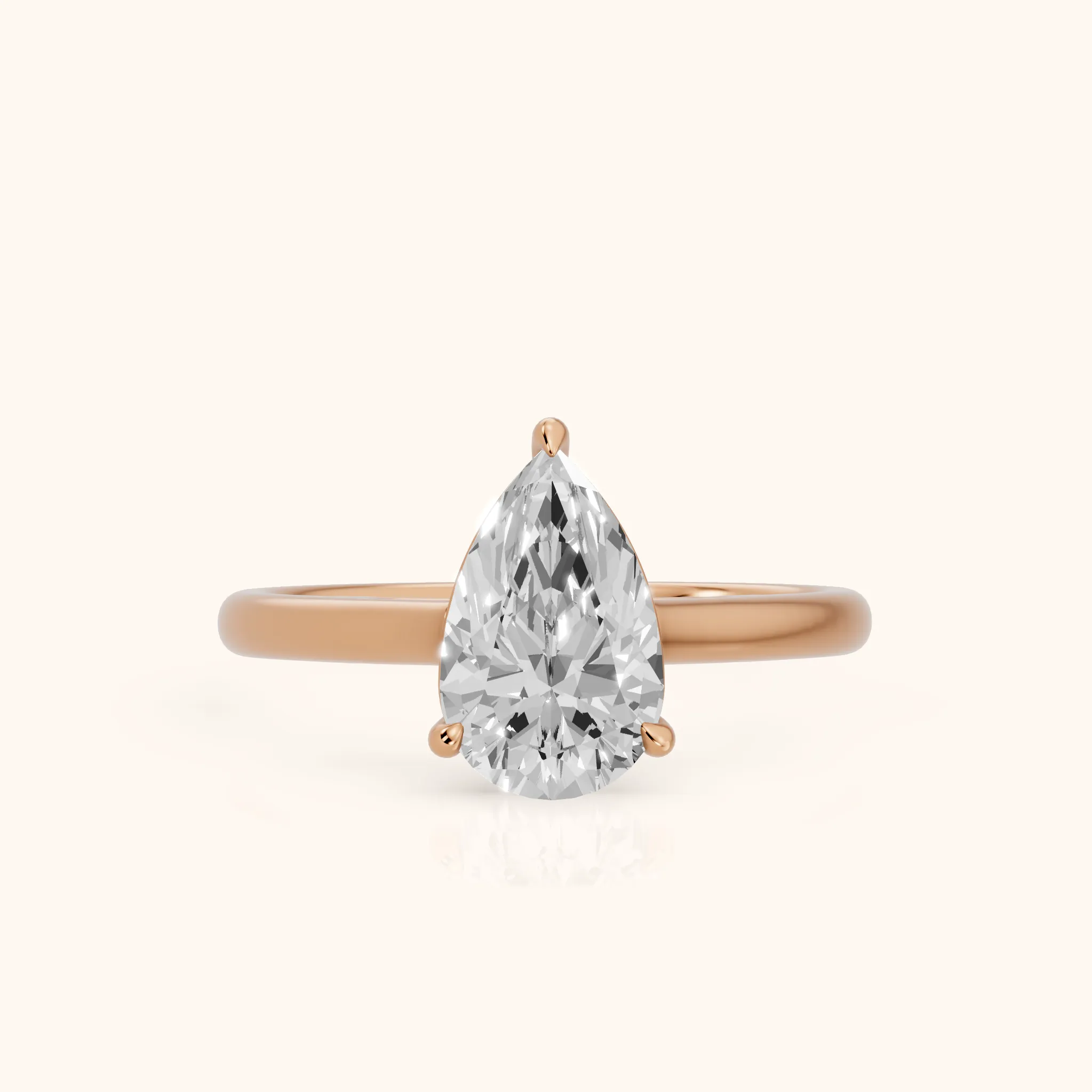 Sadie Cathedral Solitaire Pear Diamond Ring in Rose Gold — view 1