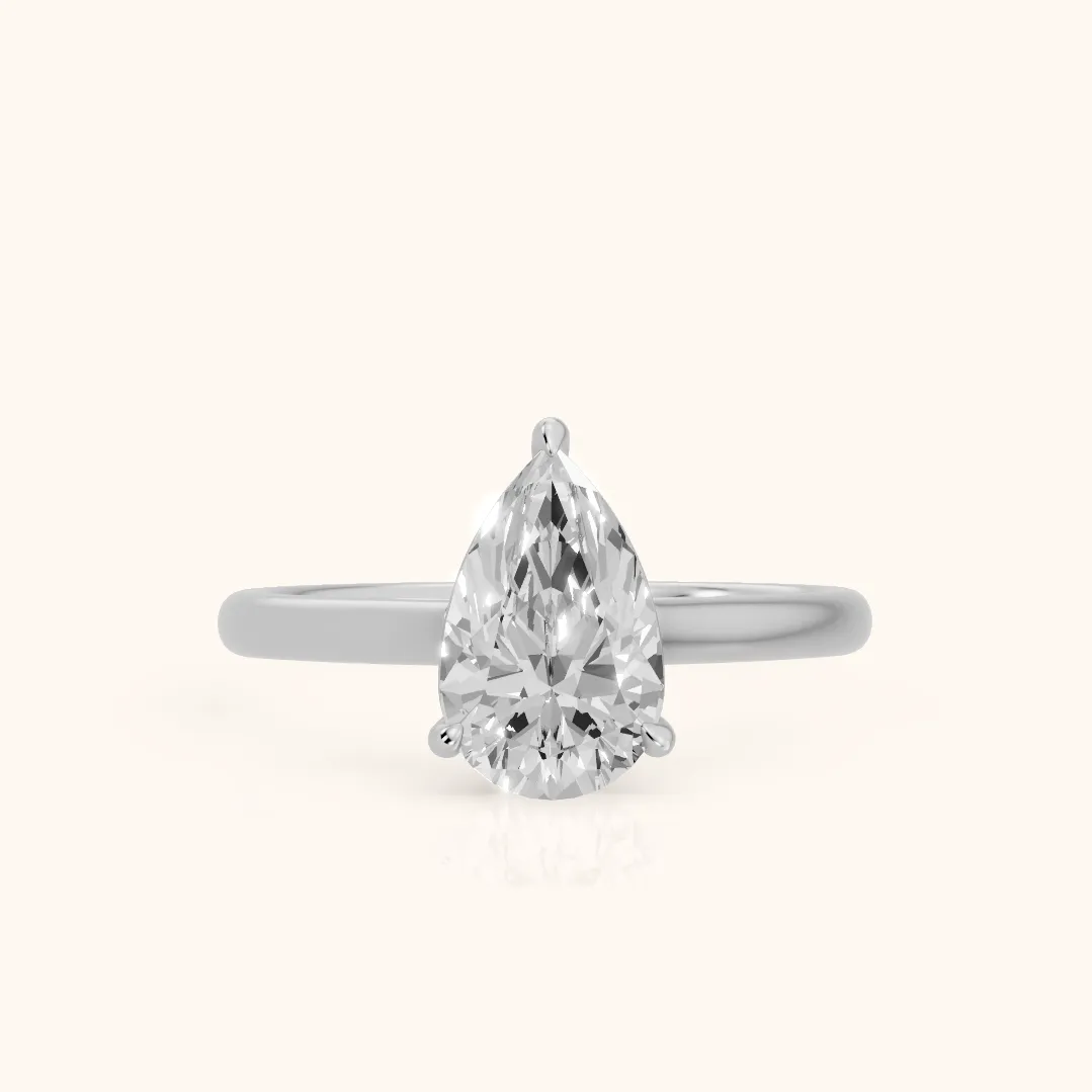 Sadie Cathedral Solitaire Pear Diamond Ring in Silver — view 2