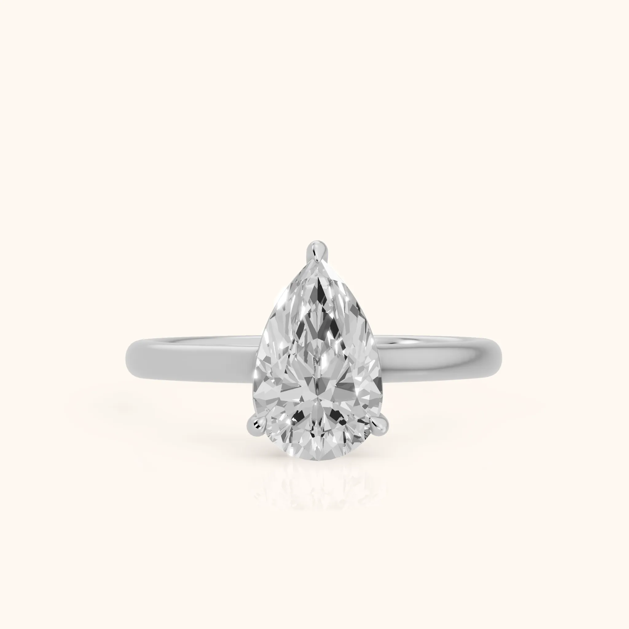 Sadie Cathedral Solitaire Pear Diamond Ring in Silver — view 1
