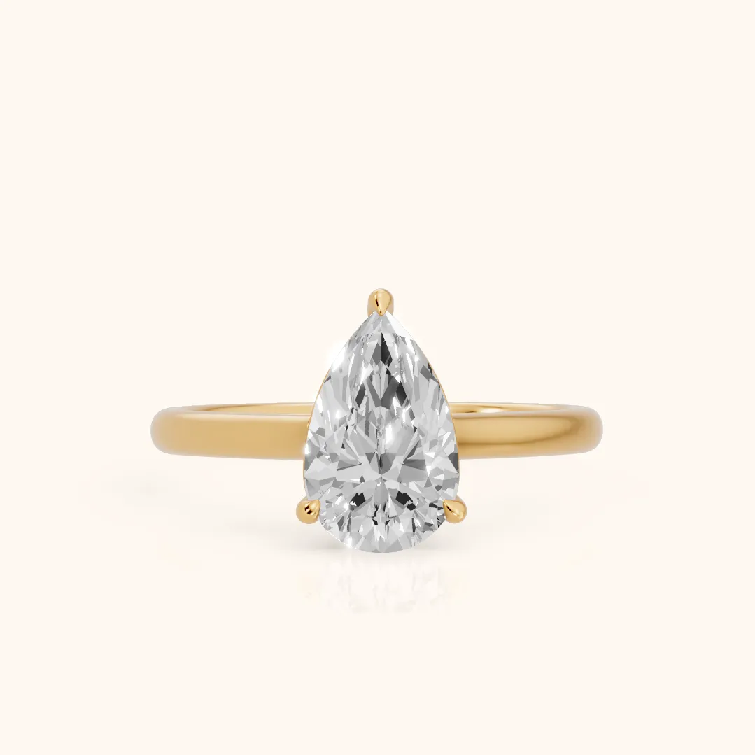 Sadie Cathedral Solitaire Pear Diamond Ring in Yellow Gold — view 2