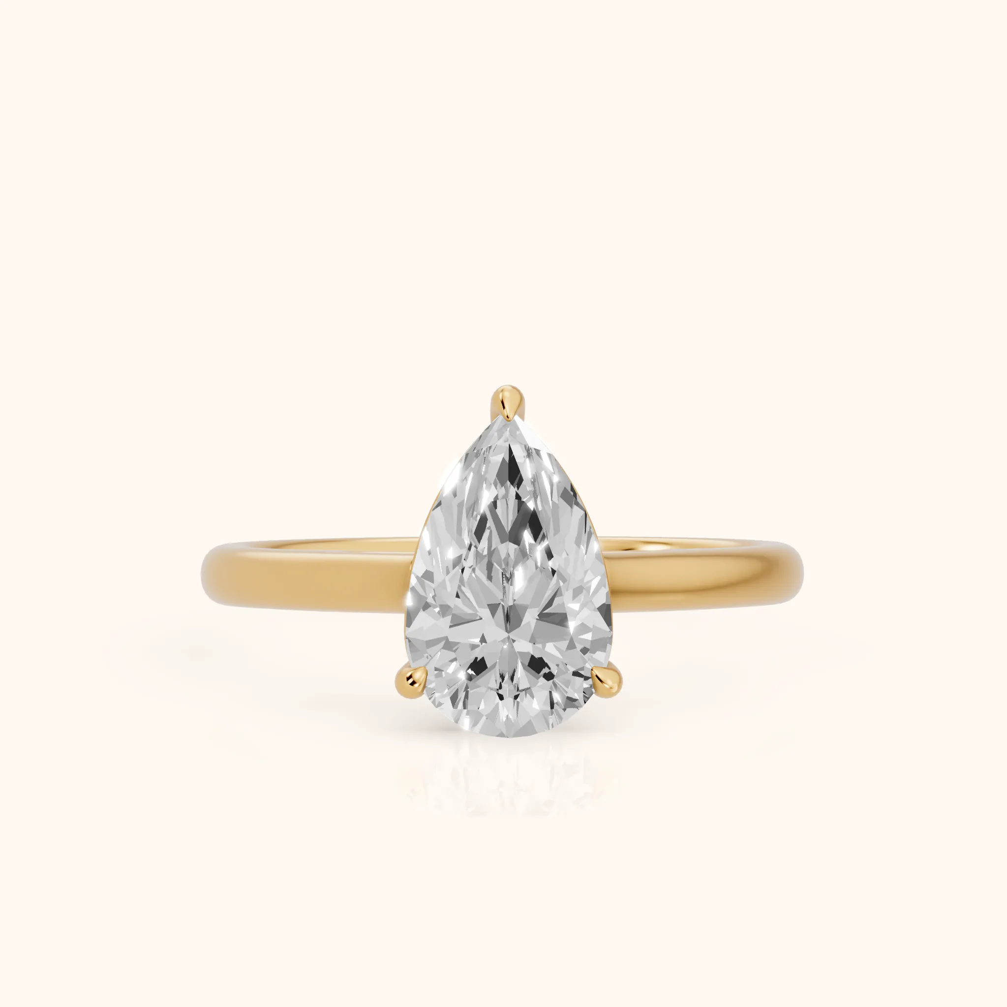 Sadie Cathedral Solitaire Pear Diamond Ring in Yellow Gold — view 1