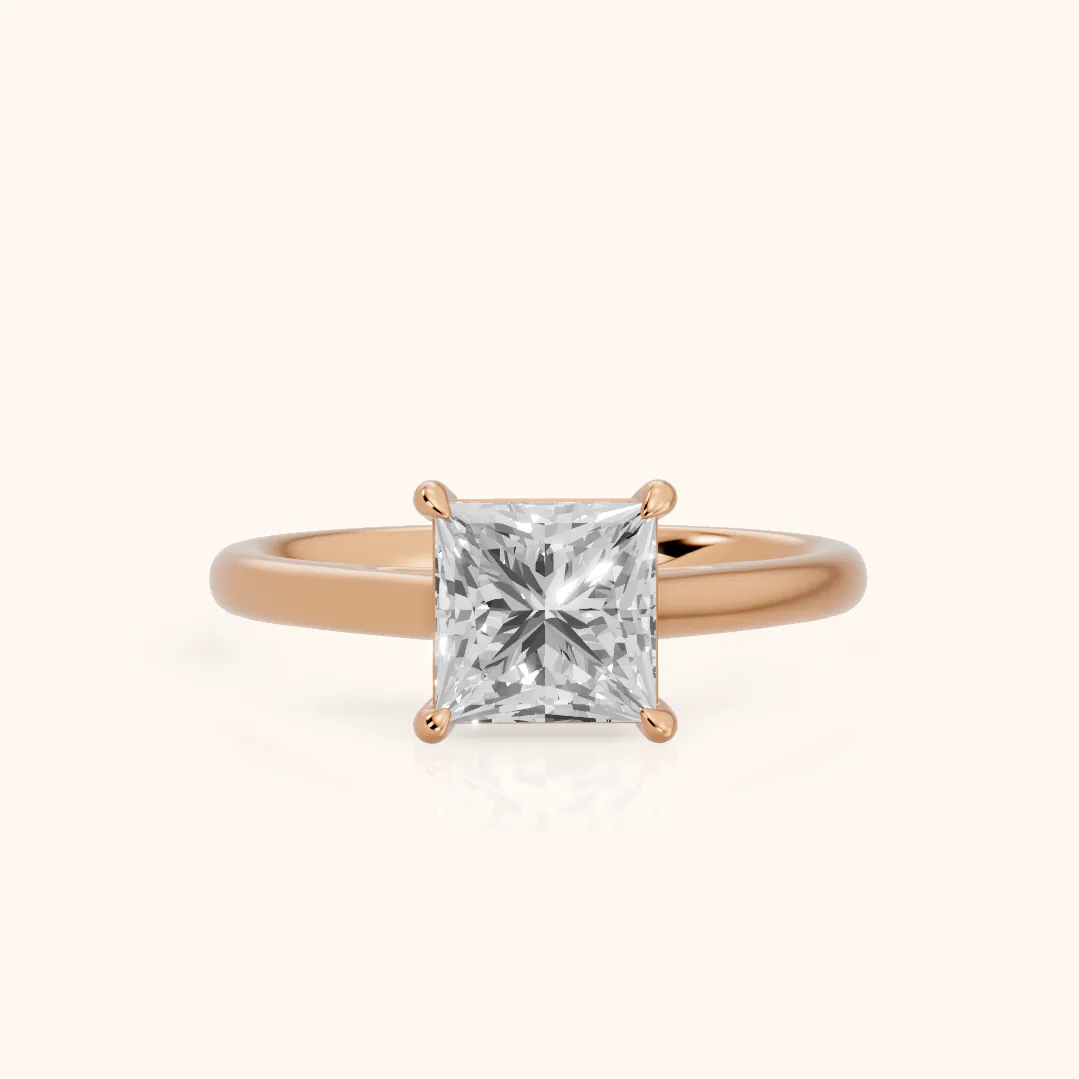 Sadie Cathedral Solitaire Princess Diamond Ring in Rose Gold — view 2