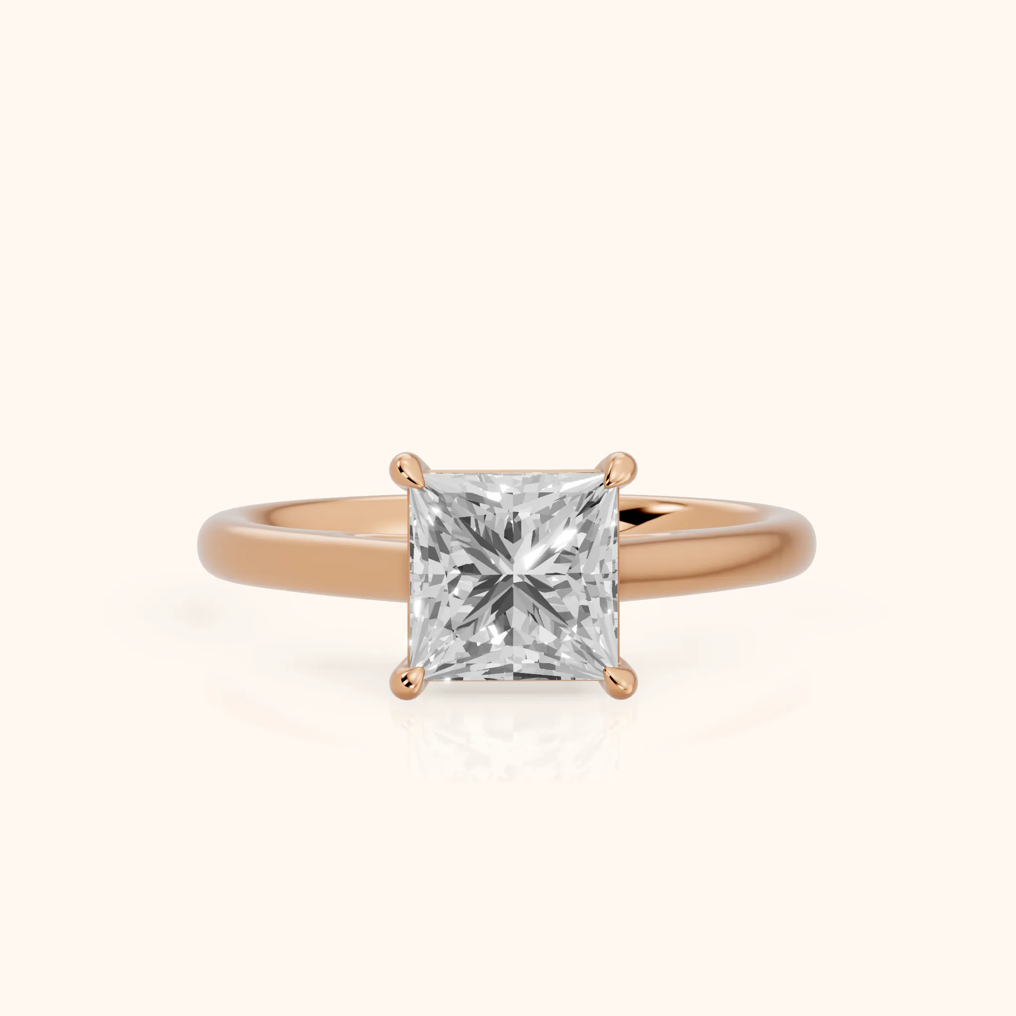 Sadie Cathedral Solitaire Princess Diamond Ring in Rose Gold — view 1