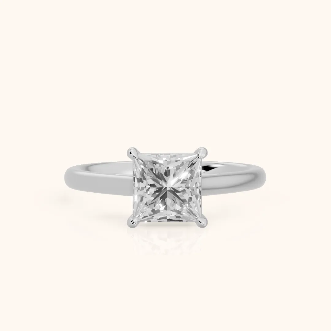 Sadie Cathedral Solitaire Princess Diamond Ring in Silver — view 2