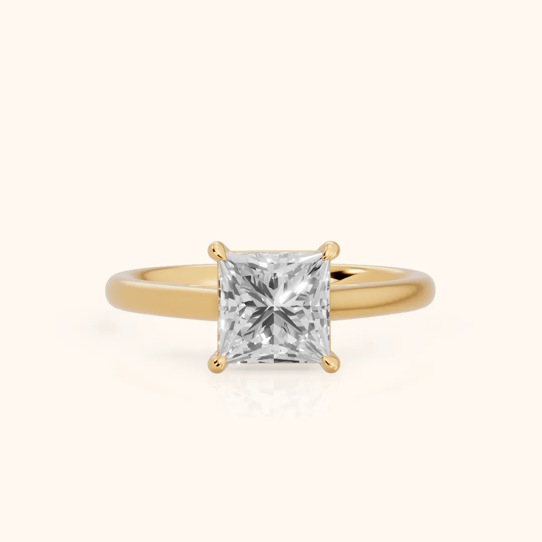 Sadie Cathedral Solitaire Princess Diamond Ring in Yellow Gold — view 2