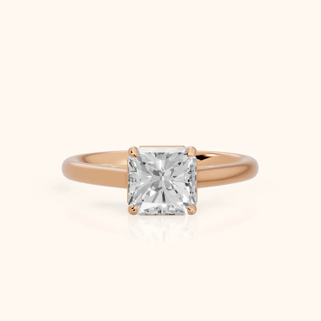Sadie Cathedral Solitaire Radiant Diamond Ring in Rose Gold — view 2
