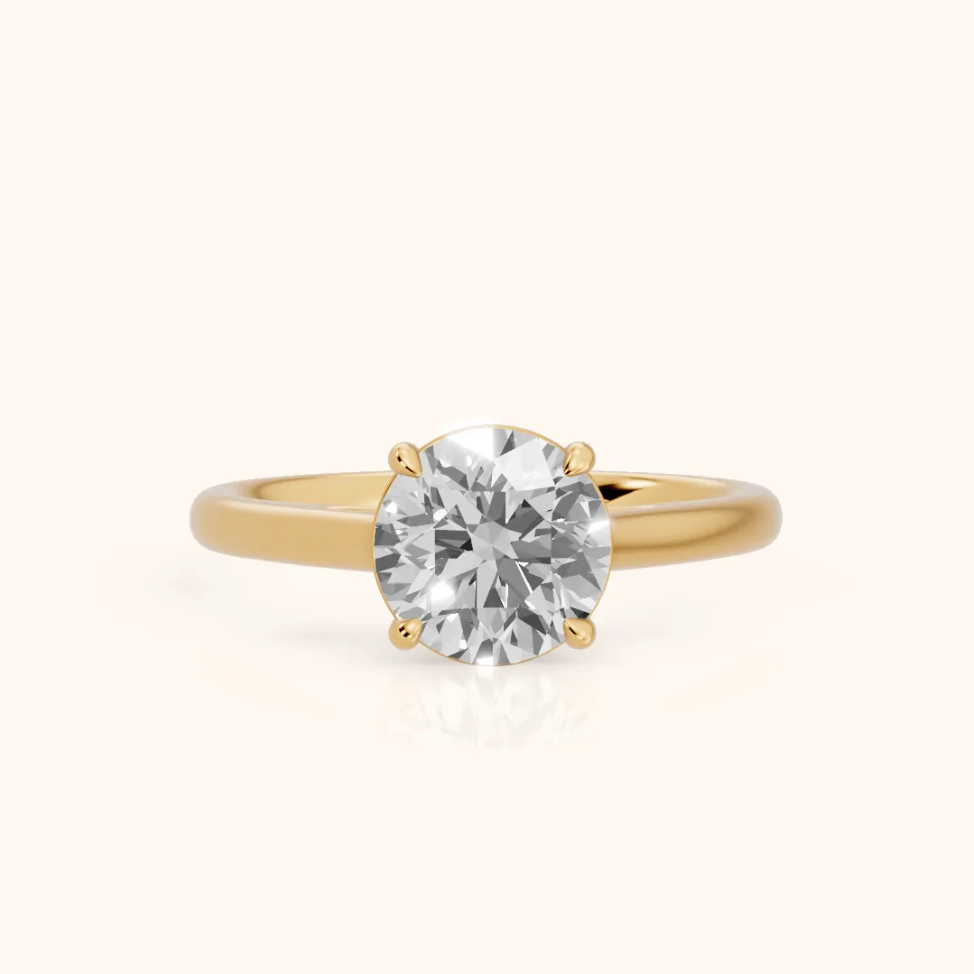 Sadie Cathedral Solitaire Round Diamond Ring in Yellow Gold — view 2