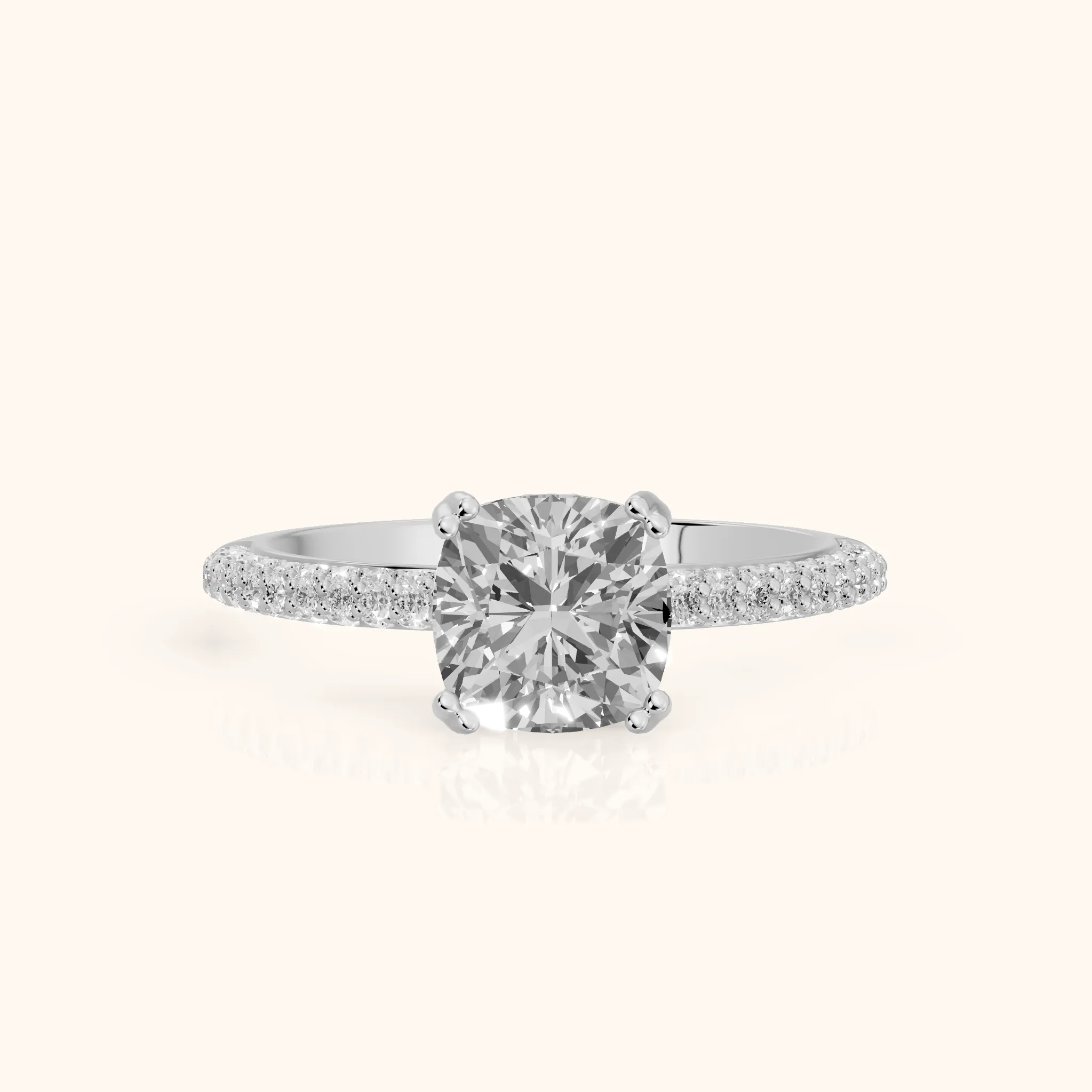 Violet Hidden Halo Pavé Cushion Diamond Ring in Silver — view 1