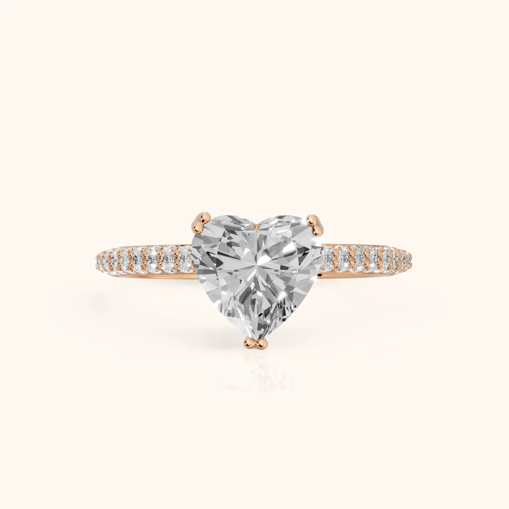 Violet Hidden Halo Pavé Heart Diamond Ring in Rose Gold — view 1