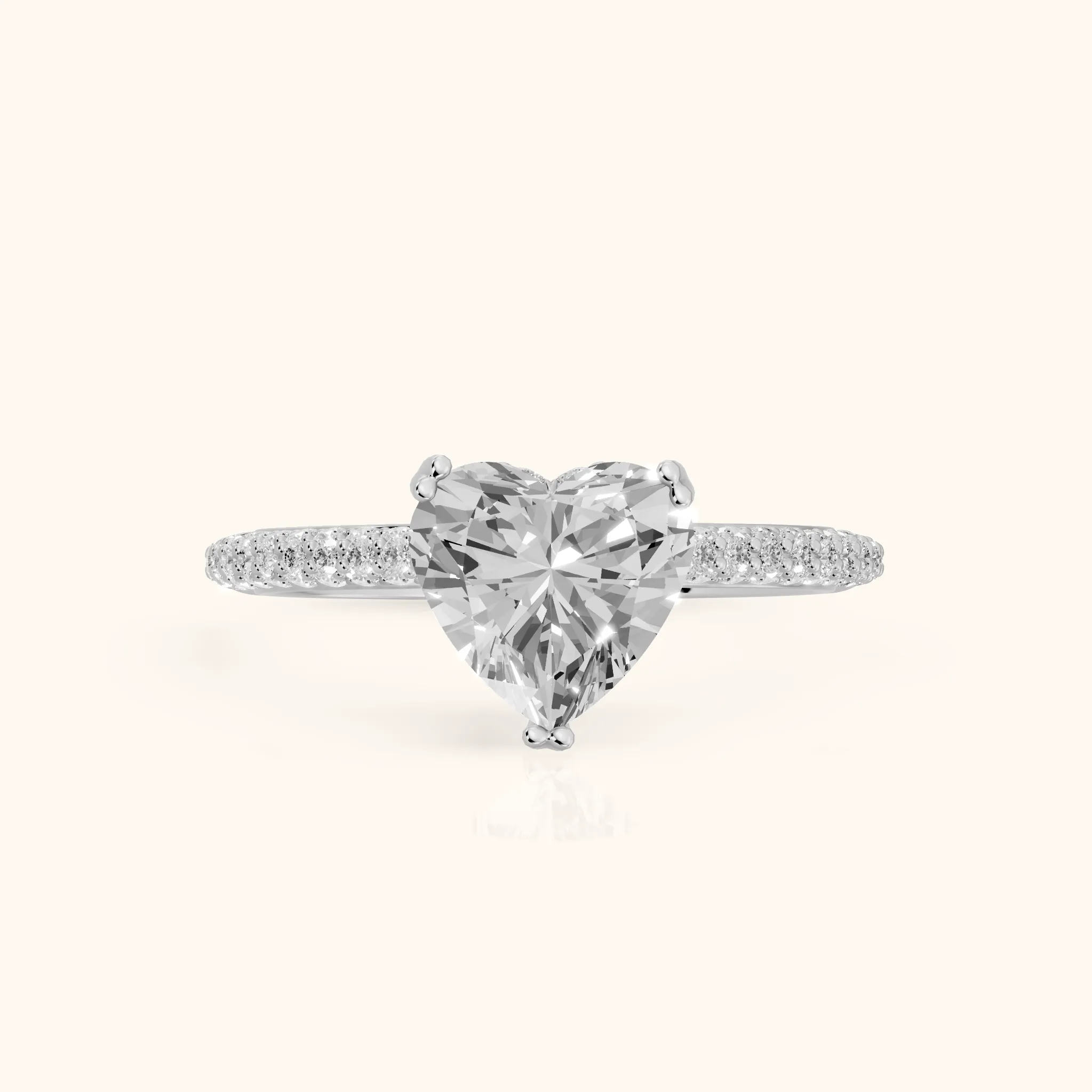 Violet Hidden Halo Pavé Heart Diamond Ring in Silver — view 1