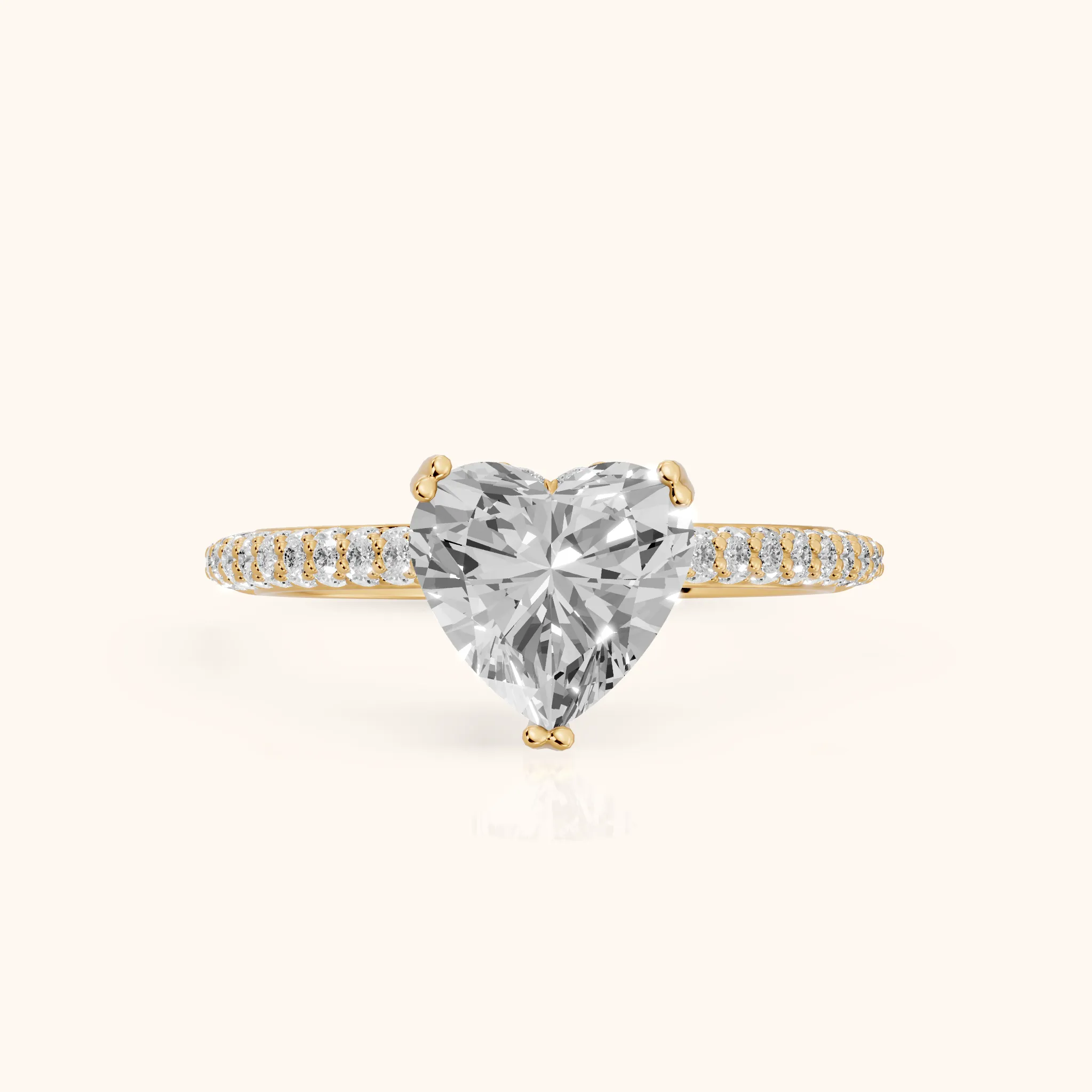 Violet Hidden Halo Pavé Heart Diamond Ring in Yellow Gold — view 1