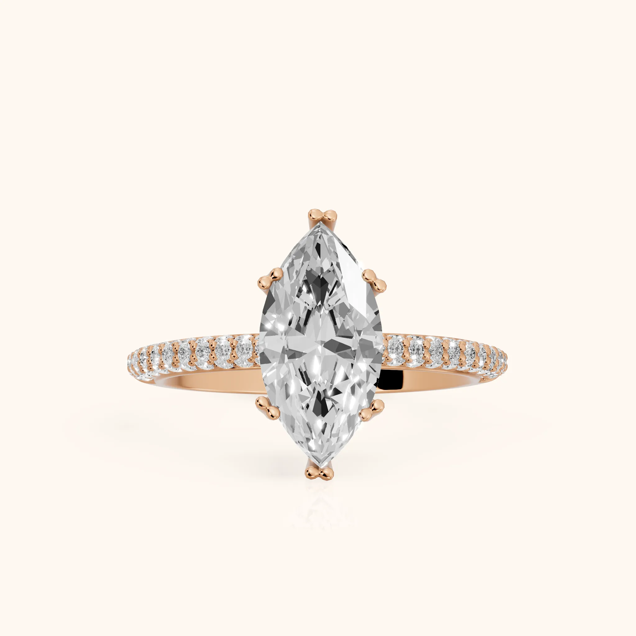 Violet Hidden Halo Pavé Marquise Diamond Ring in Rose Gold — view 1