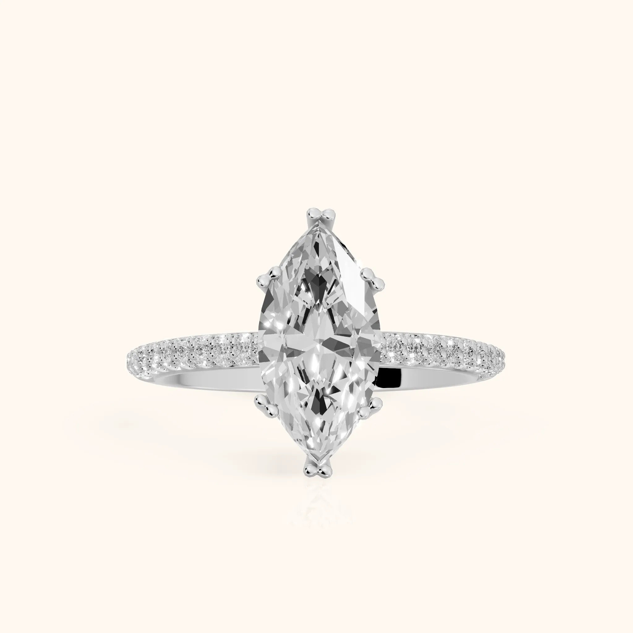 Violet Hidden Halo Pavé Marquise Diamond Ring in Silver — view 1