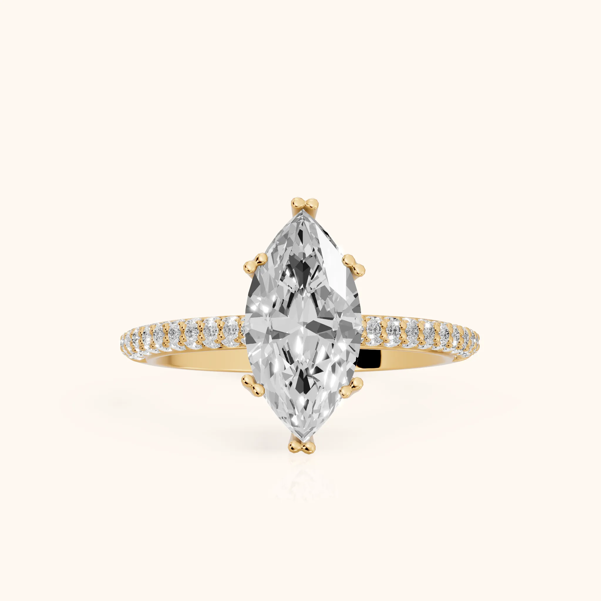 Violet Hidden Halo Pavé Marquise Diamond Ring in Yellow Gold — view 1