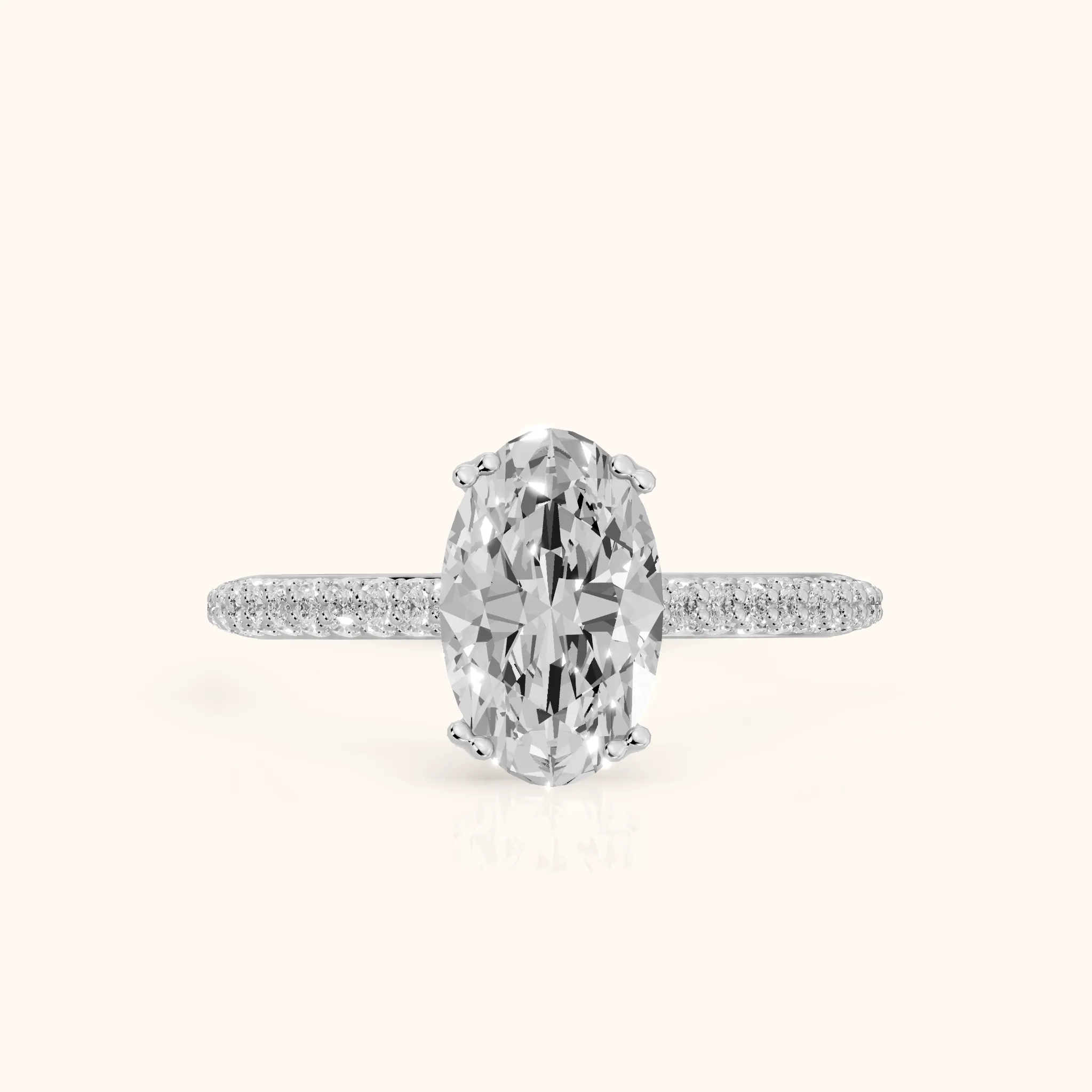 Violet Hidden Halo Pavé Oval Diamond Ring in Platinum — view 1