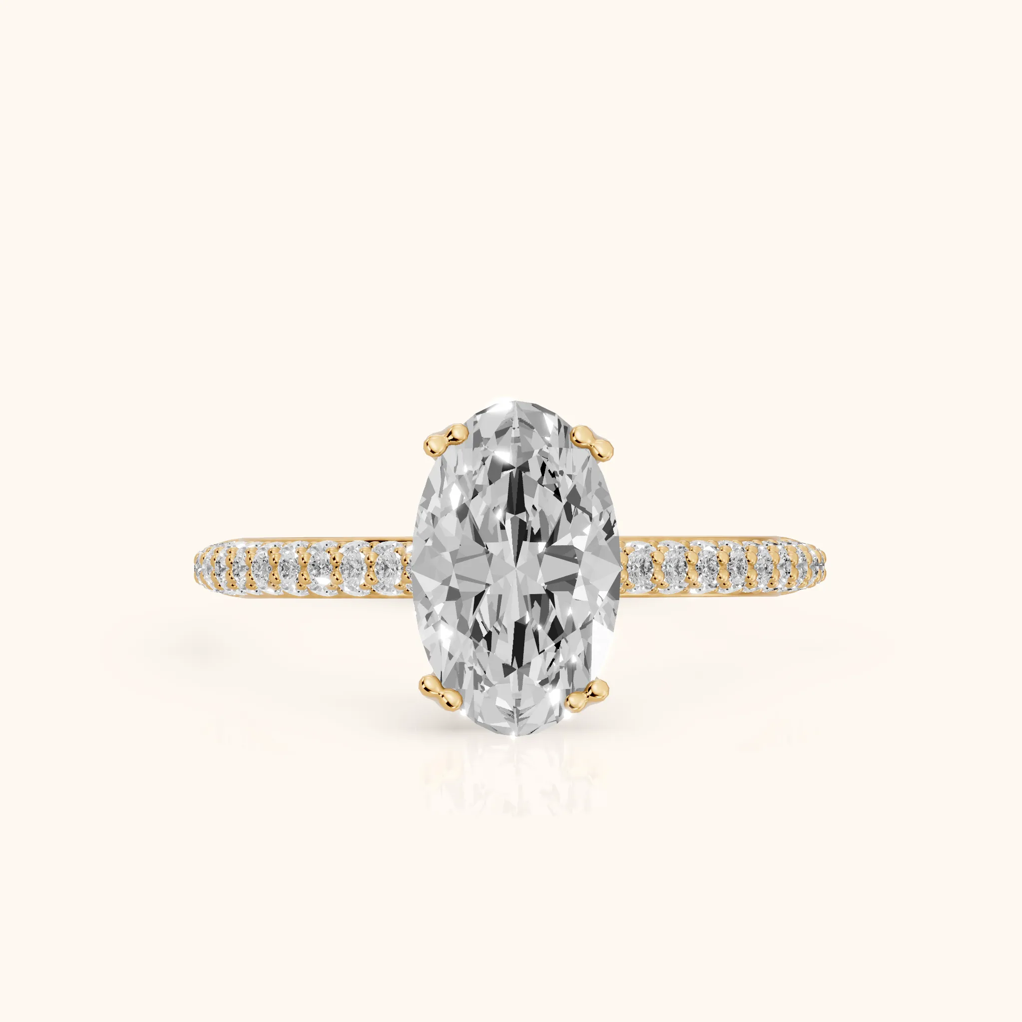 Violet Hidden Halo Pavé Oval Diamond Ring in Yellow Gold — view 1