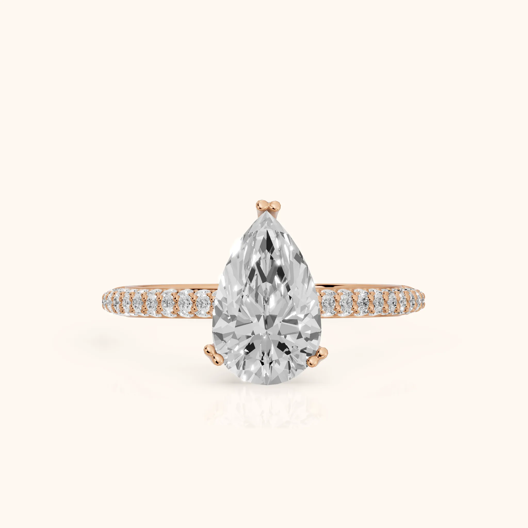 Violet Hidden Halo Pavé Pear Diamond Ring in Rose Gold — view 1