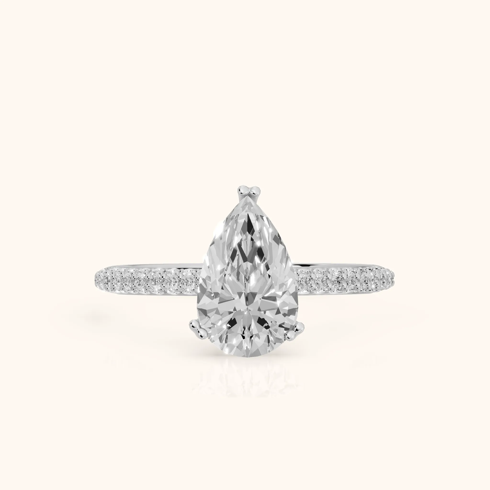 Violet Hidden Halo Pavé Pear Diamond Ring in Platinum — view 1