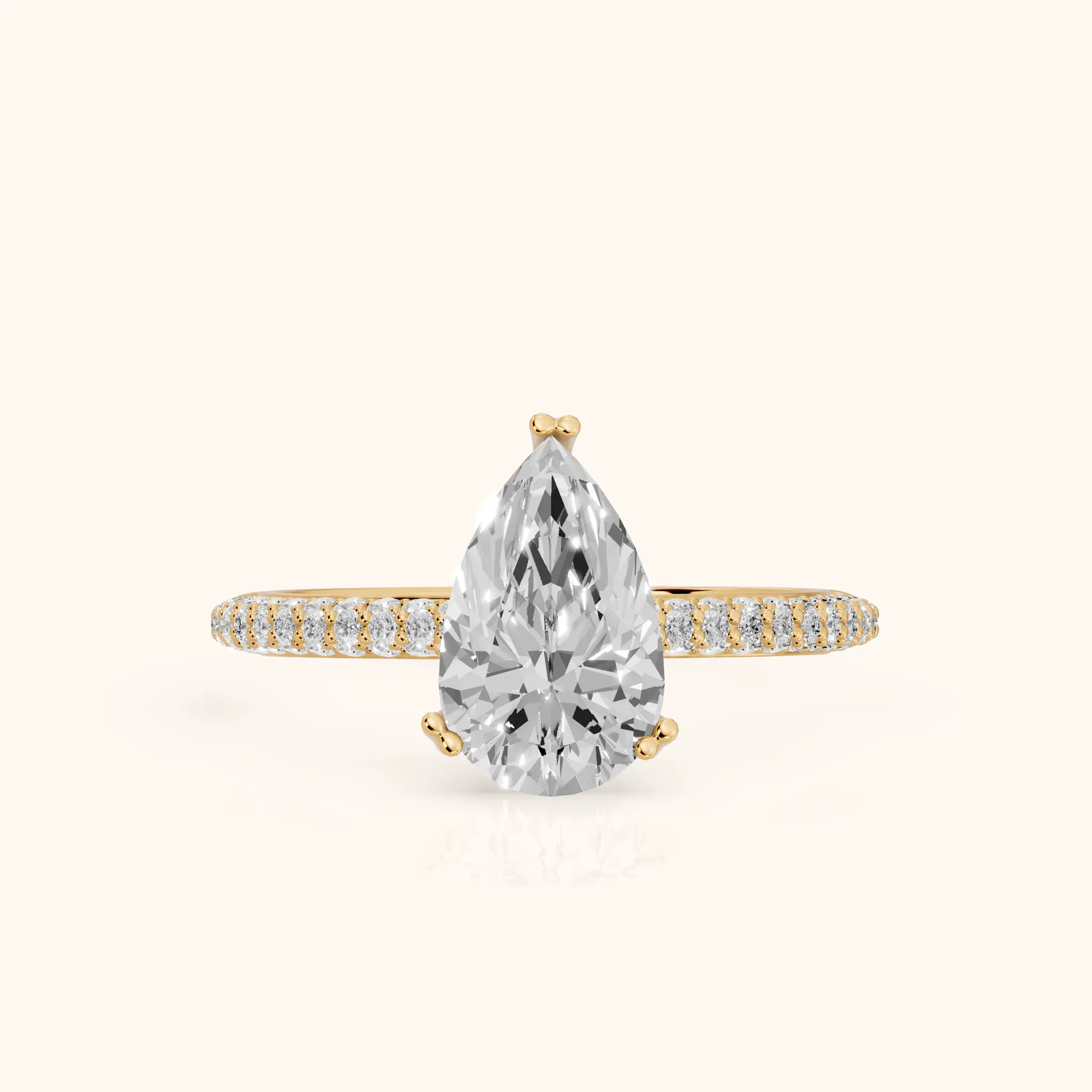 Violet Hidden Halo Pavé Pear Diamond Ring in Yellow Gold — view 1
