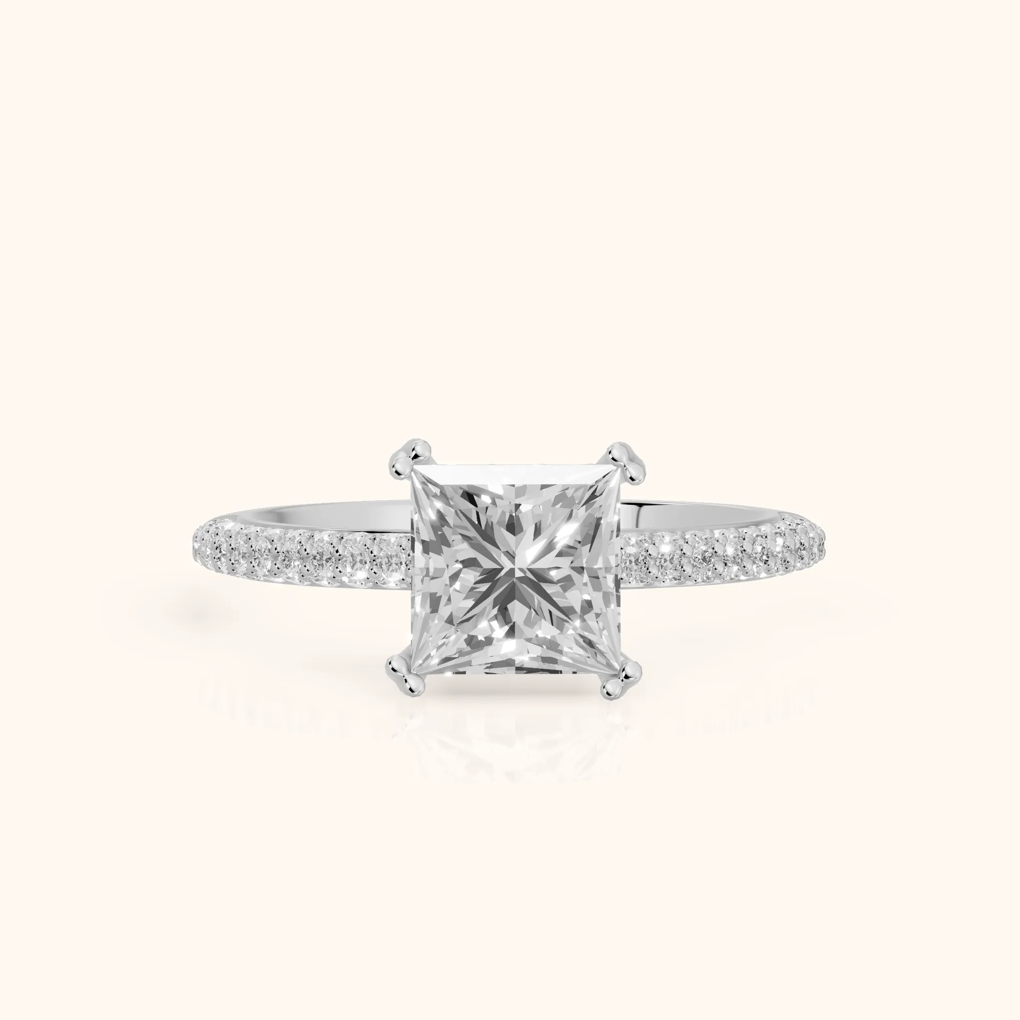 Violet Hidden Halo Pavé Princess Diamond Ring in Platinum — view 1