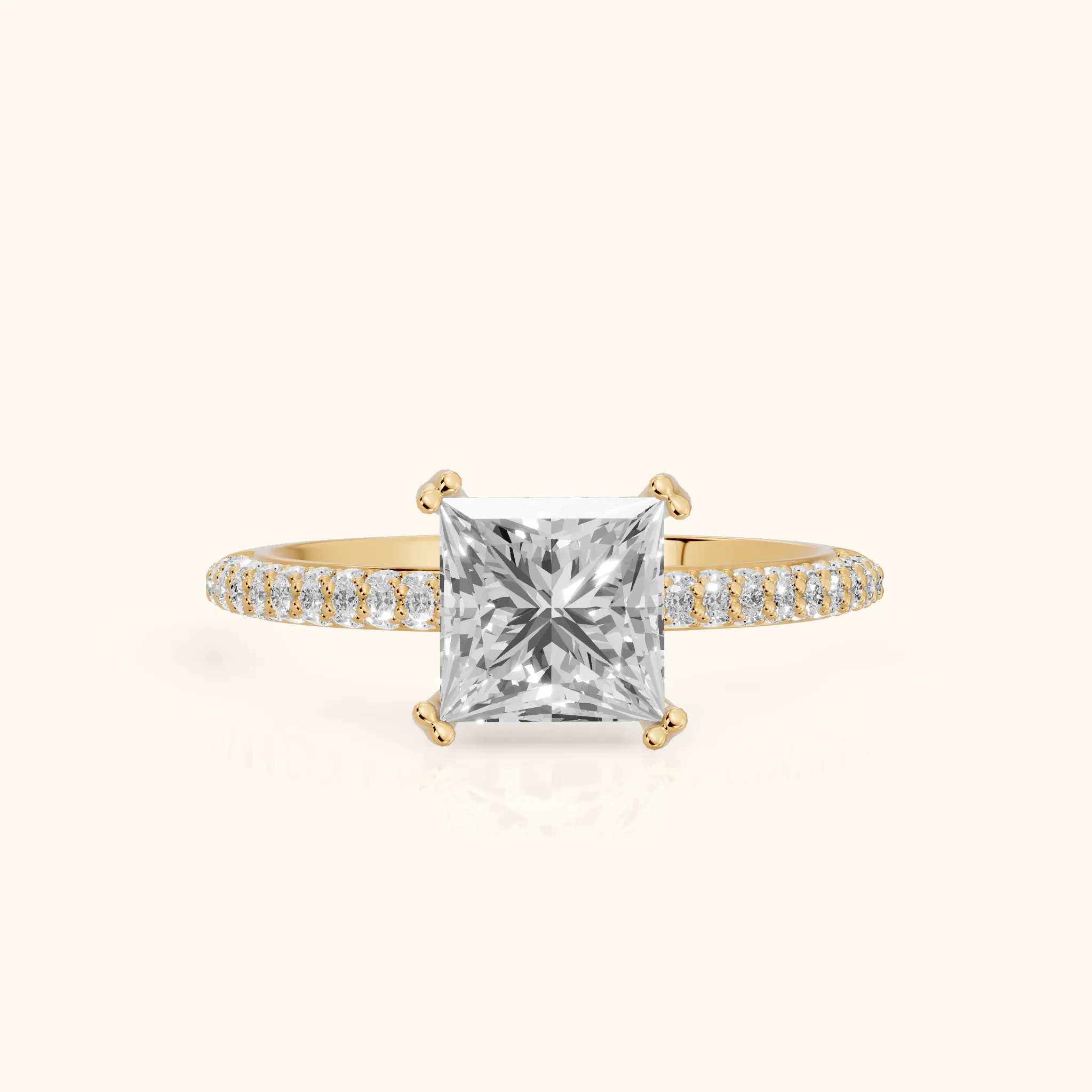 Violet Hidden Halo Pavé Princess Diamond Ring in Yellow Gold — view 1