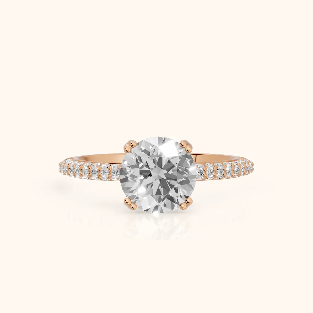 Violet Hidden Halo Pavé Round Diamond Ring in Rose Gold — view 2
