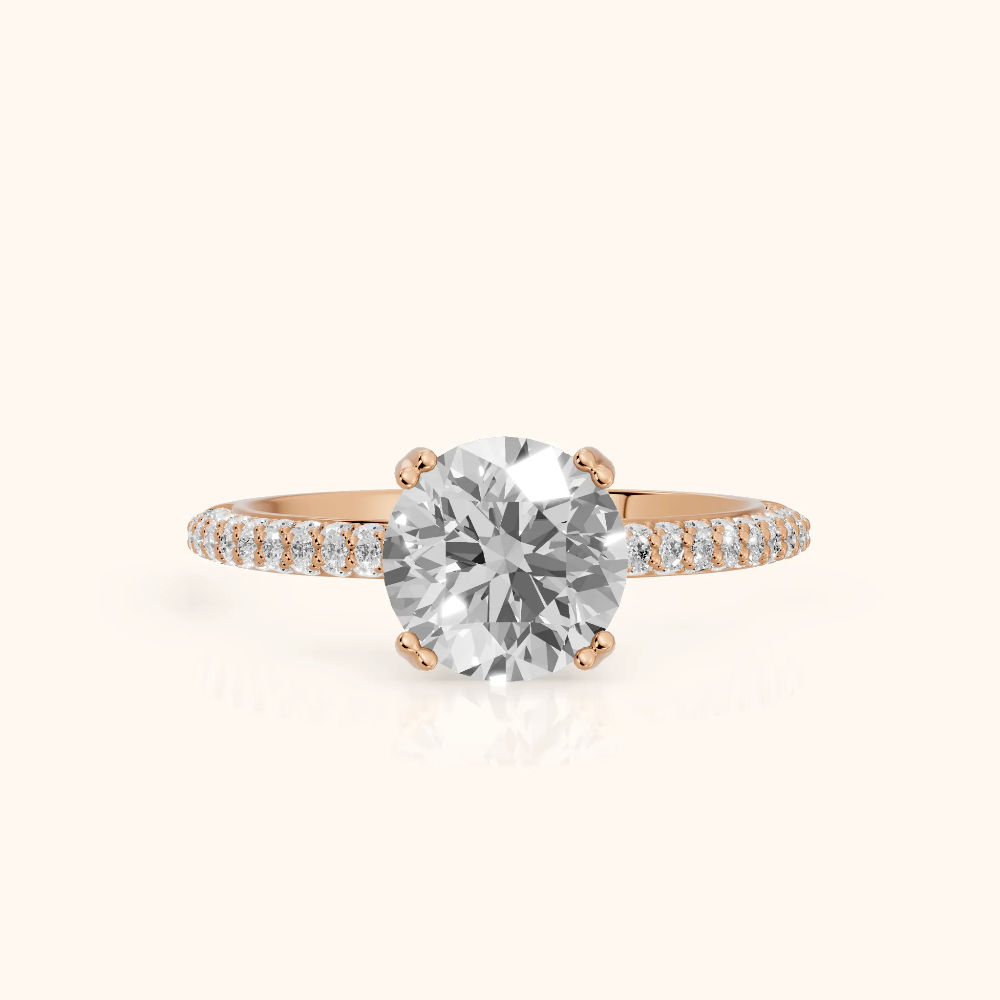 Violet Hidden Halo Pavé Round Diamond Ring in Rose Gold — view 1