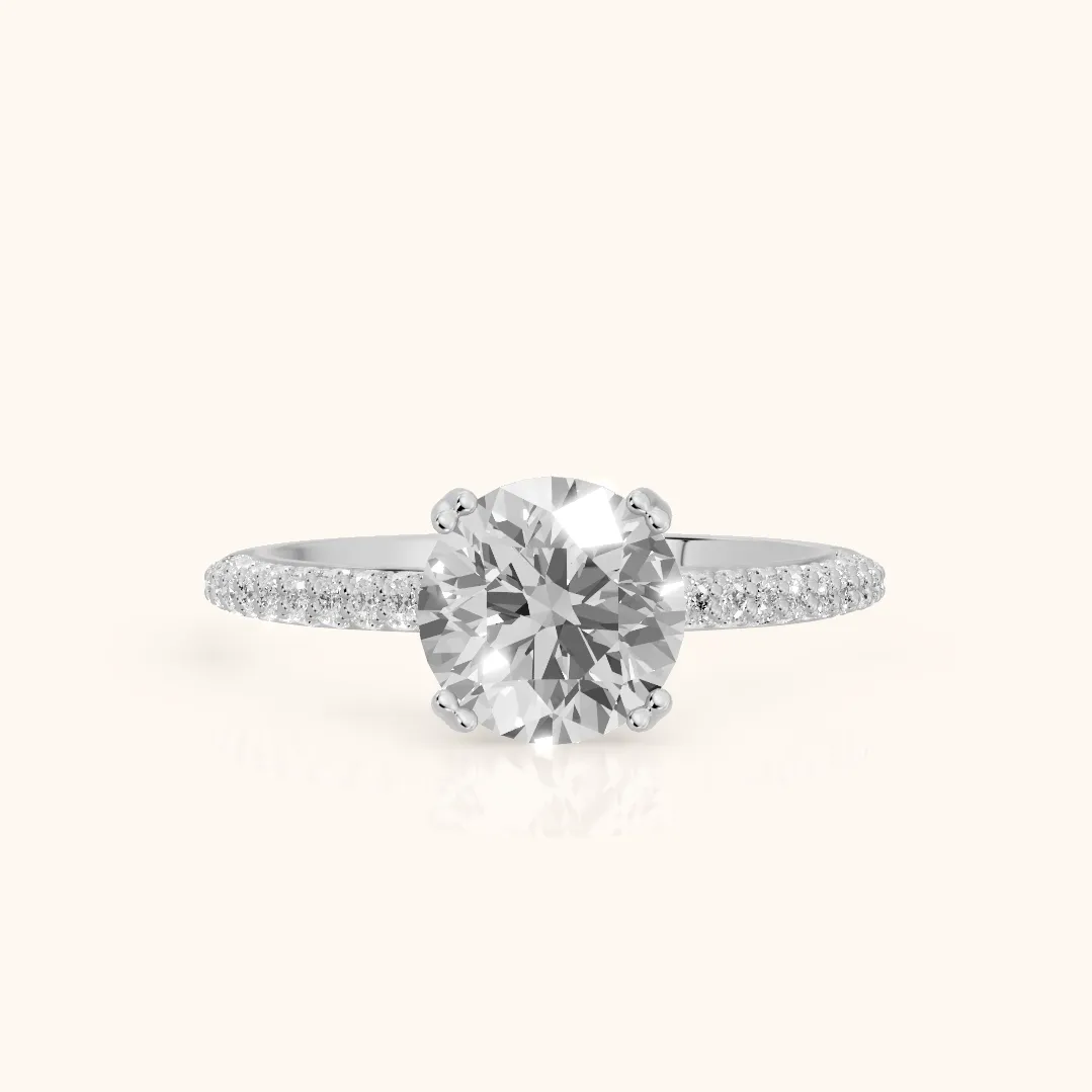Violet Hidden Halo Pavé Round Diamond Ring in Silver — view 2