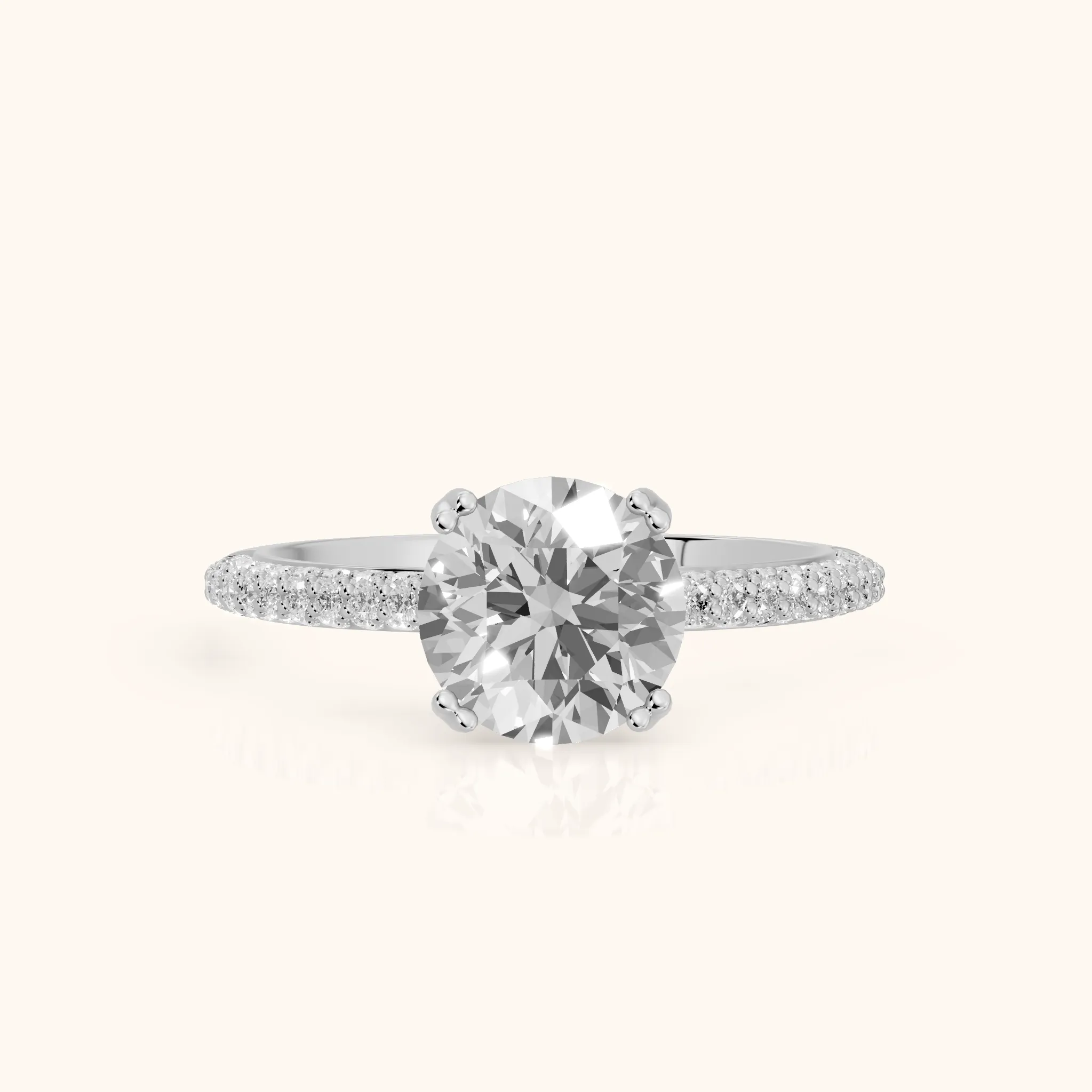 Violet Hidden Halo Pavé Round Diamond Ring in Silver — view 1