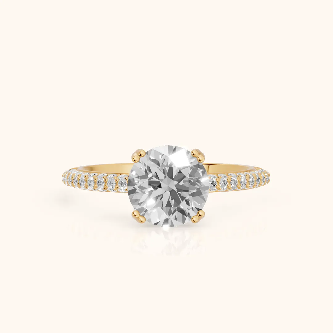 Violet Hidden Halo Pavé Round Diamond Ring in Yellow Gold — view 2