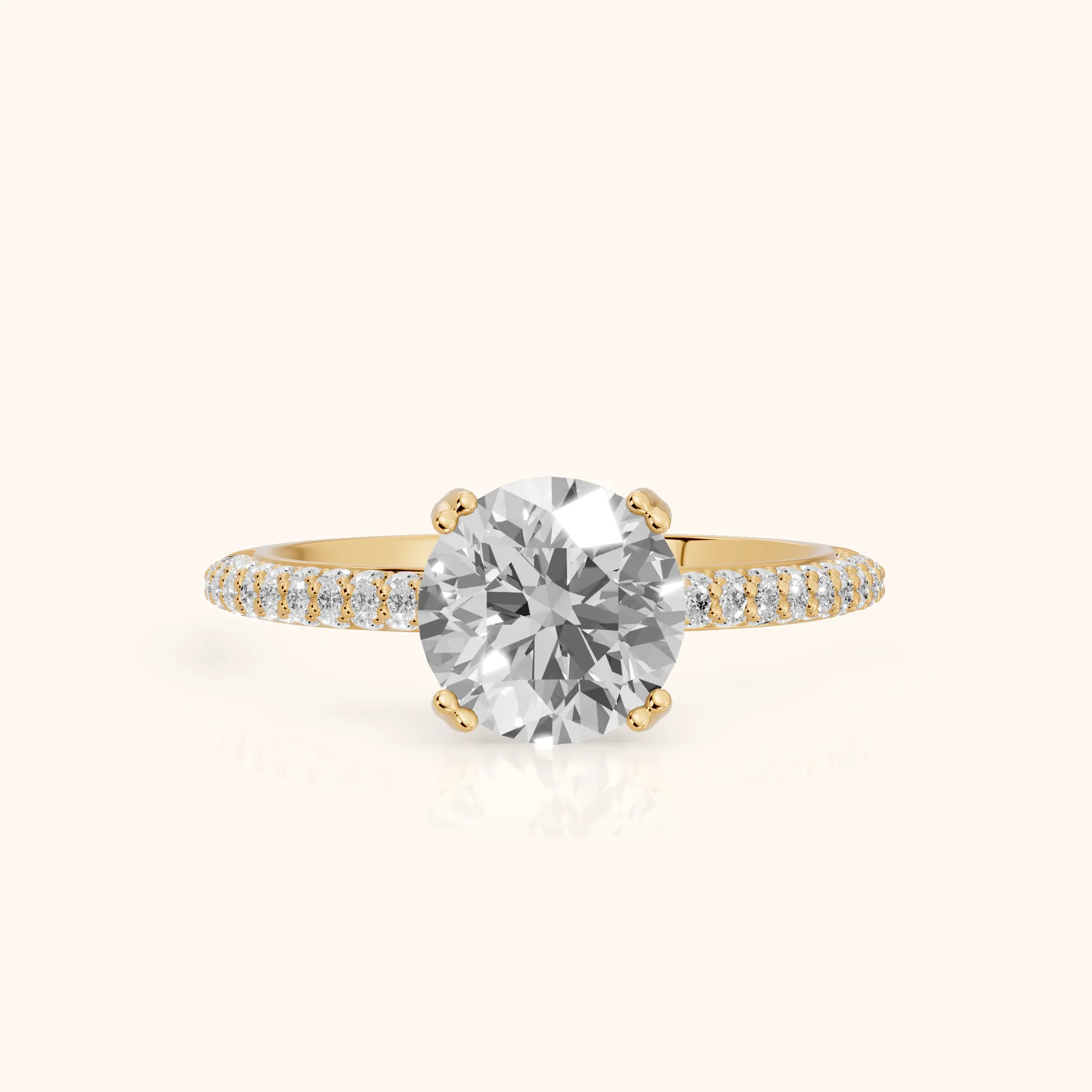 Violet Hidden Halo Pavé Round Diamond Ring in Yellow Gold — view 1