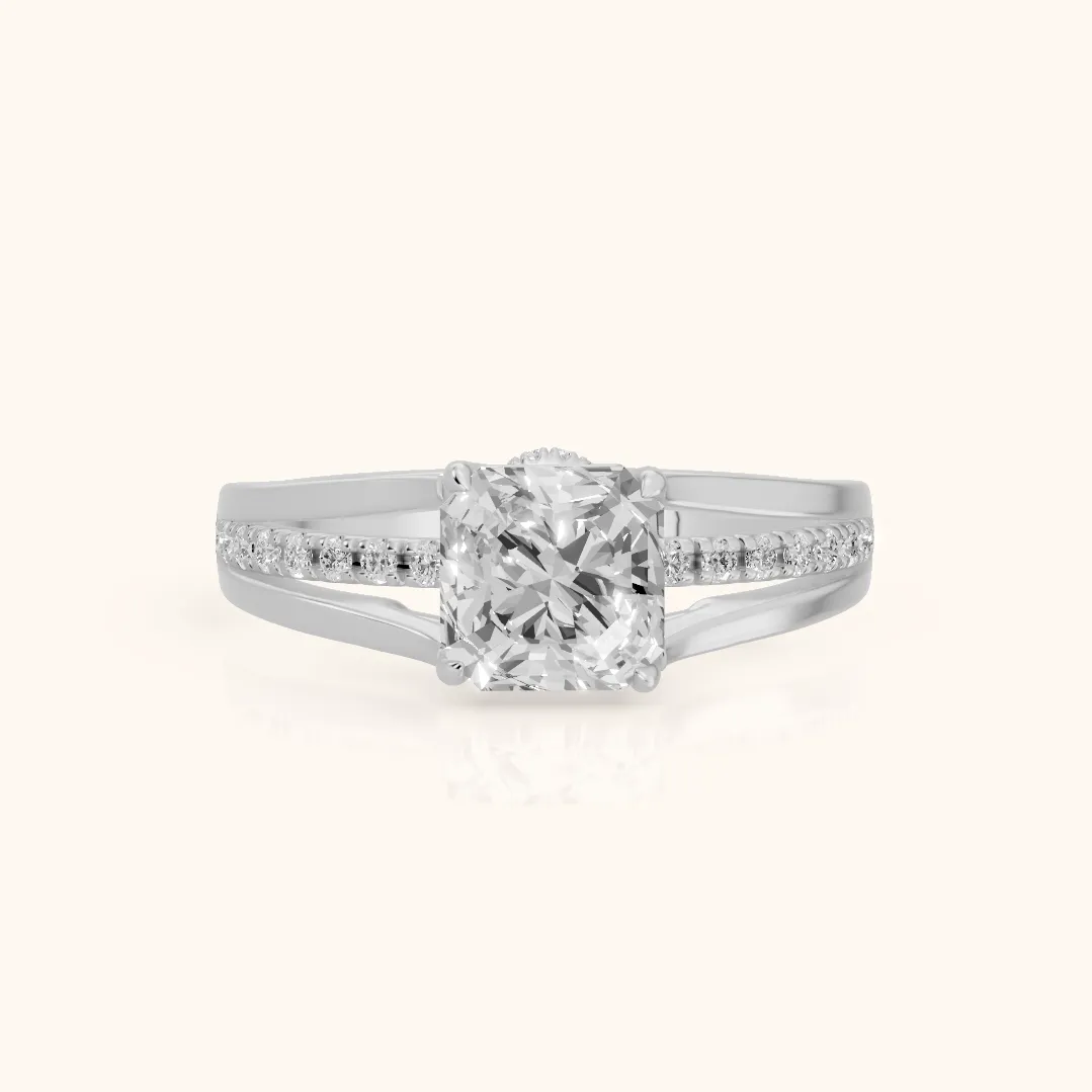 Scarlett Split Shank Pavé Asscher Diamond Ring in Platinum — view 2
