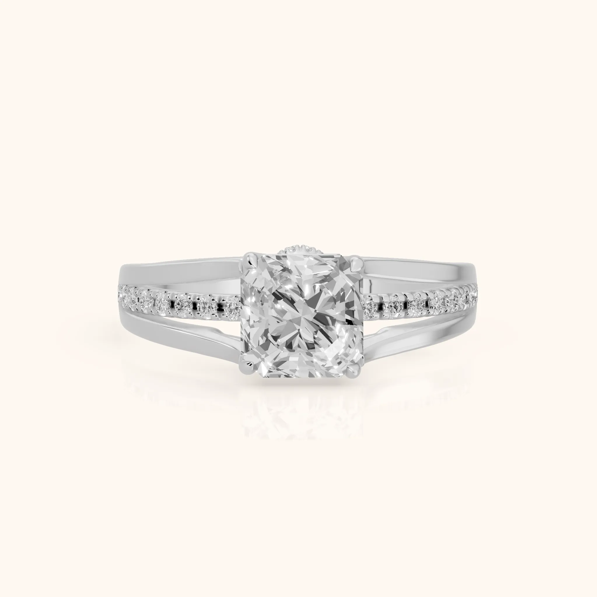 Scarlett Split Shank Pavé Asscher Diamond Ring in Platinum — view 1