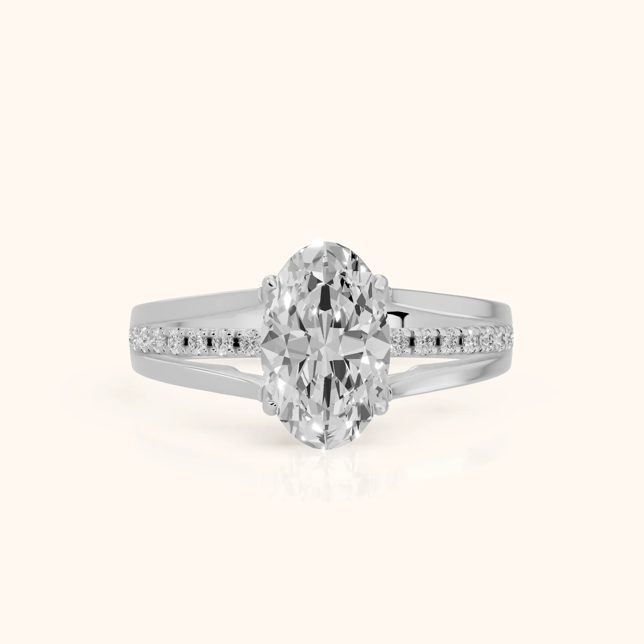 Scarlett Split Shank Pavé Oval Diamond Ring in Platinum — view 1