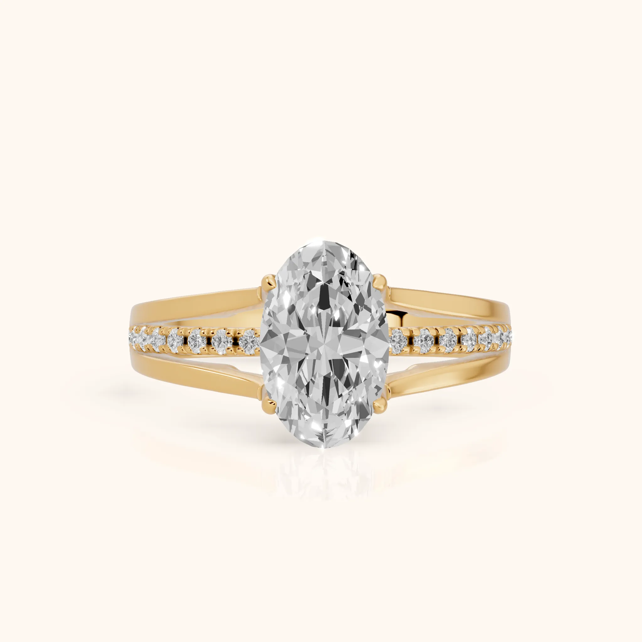 Scarlett Split Shank Pavé Oval Diamond Ring in Yellow Gold — view 1