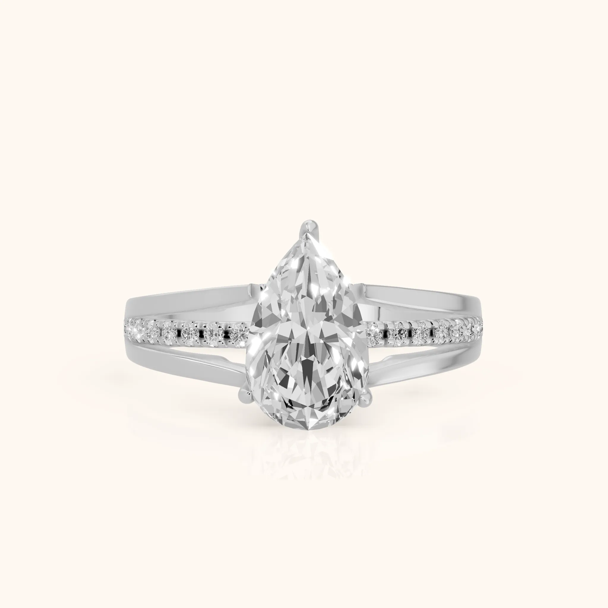 Scarlett Split Shank Pavé Pear Diamond Ring in Silver — view 1