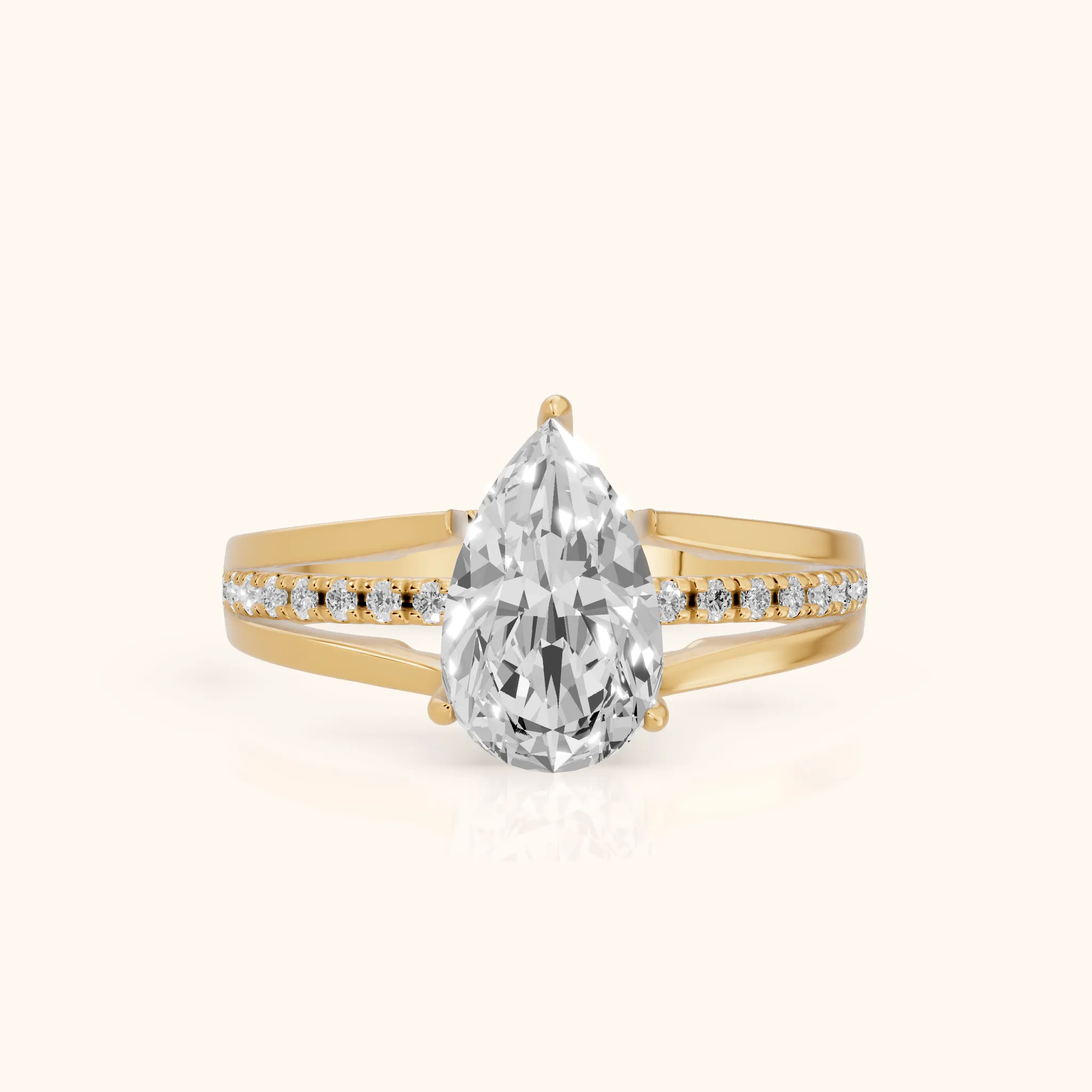Scarlett Split Shank Pavé Pear Diamond Ring in Yellow Gold — view 1