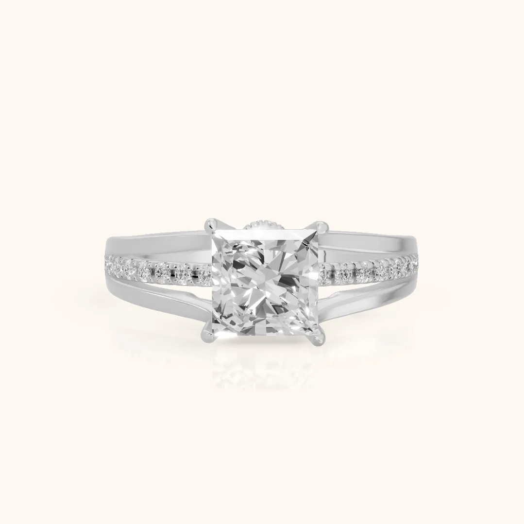 Scarlett Split Shank Pavé Princess Diamond Ring in Platinum — view 2
