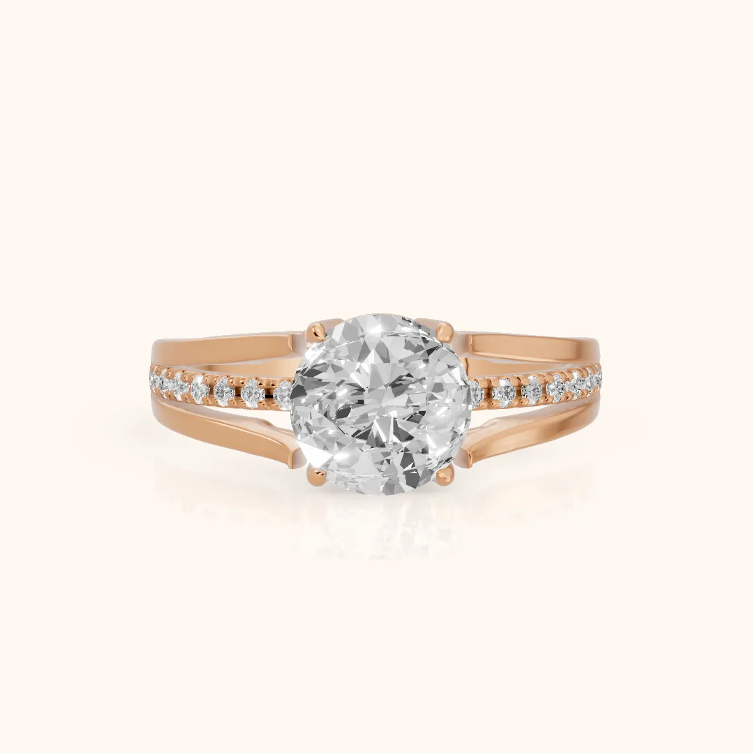 Scarlett Split Shank Pavé Round Diamond Ring in Rose Gold — view 2