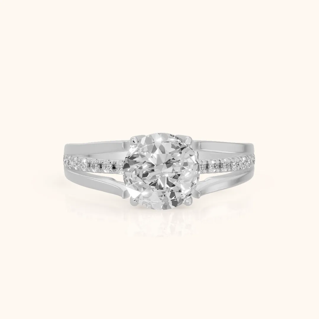 Scarlett Split Shank Pavé Round Diamond Ring in White Gold — view 2