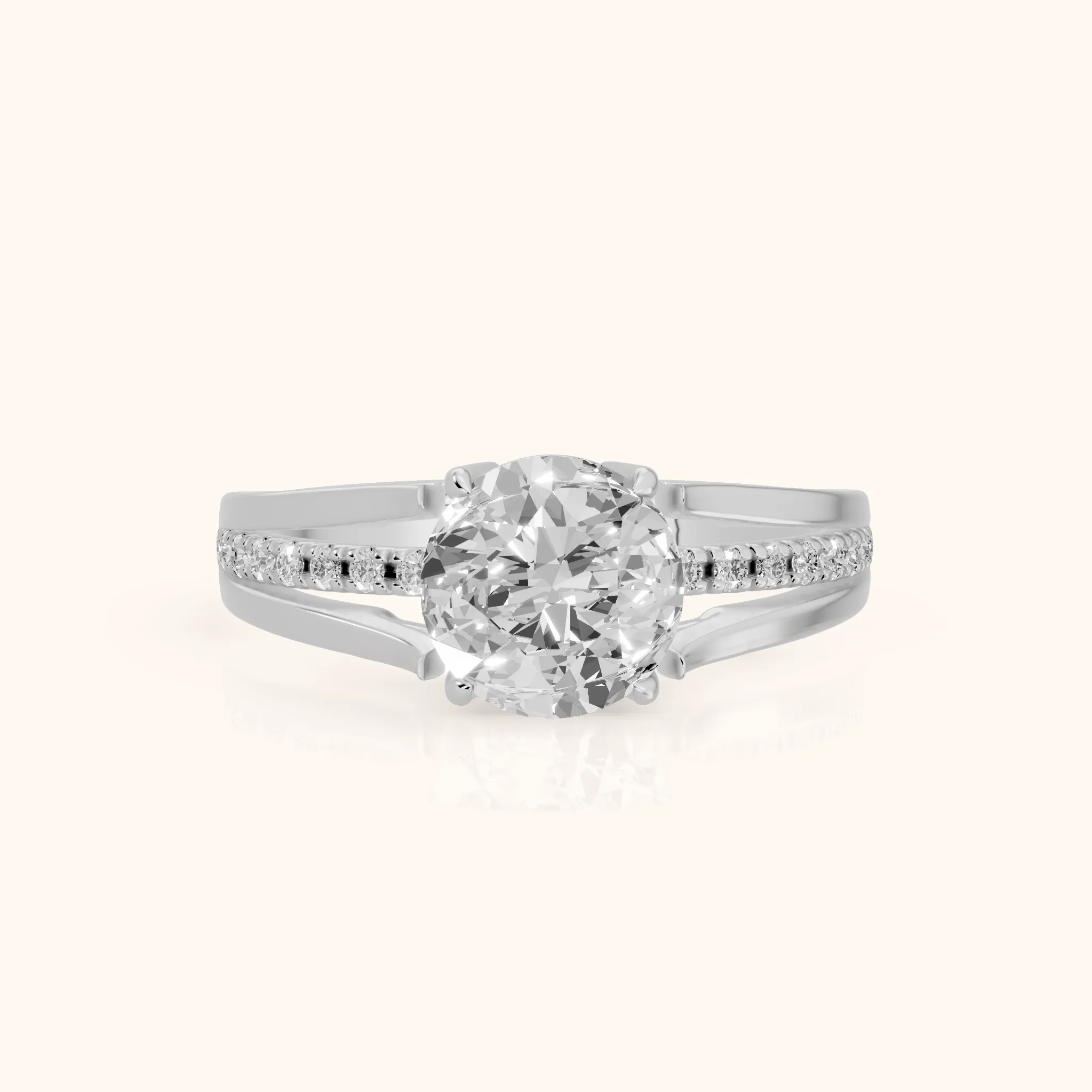 Scarlett Split Shank Pavé Round Diamond Ring in White Gold — view 1